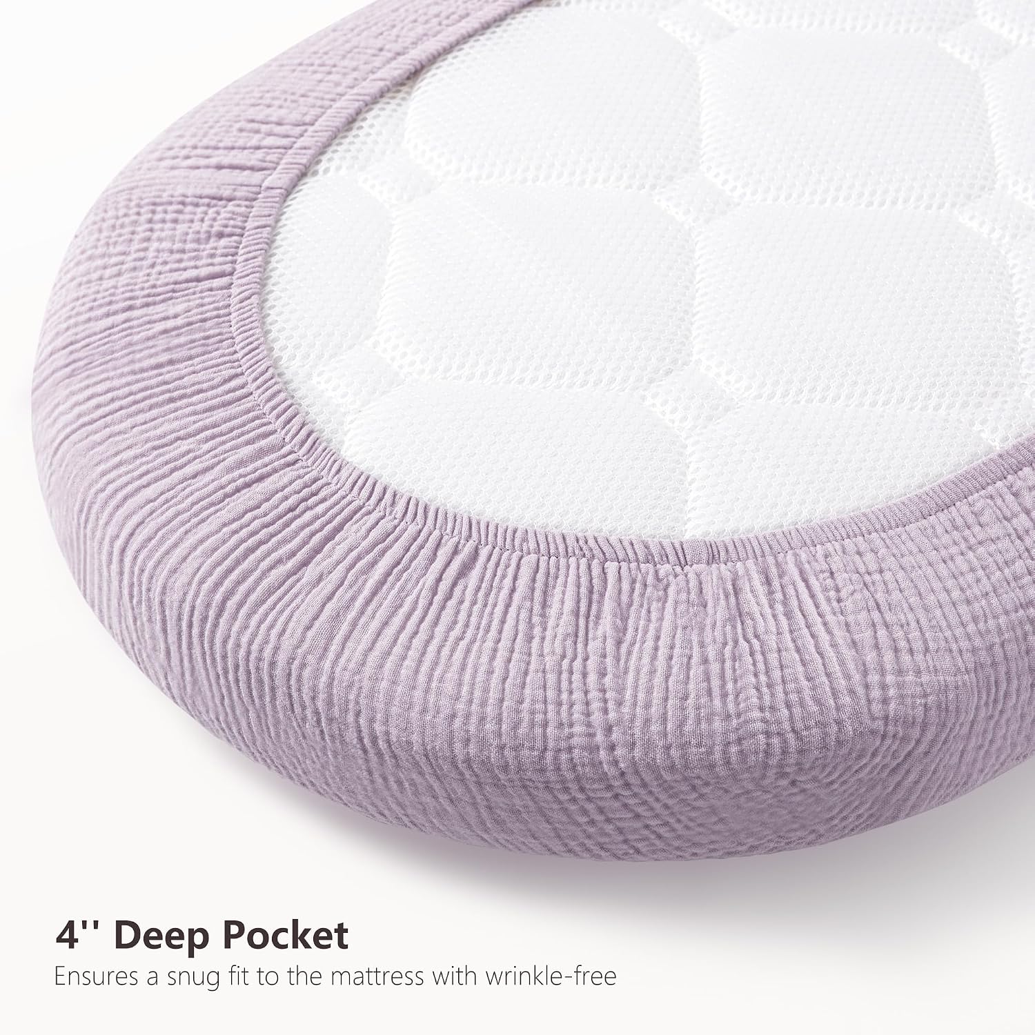 Bearmoss 2-Pack Baby Bassinet Sheets for Girls, Boys-100% Cotton Bassinet Mattress Sheets Compatible with Bassinest Swivel Sleeper, Muslin Bedside Sleeper Rectangle Cradle Pad Sheets 33"x17"