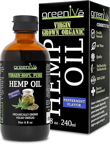 GreenIVe Aceite de cáñamo de menta cultivado orgánicamente 224,000 mg 100% puro prensado en frío resultados fuertes (8 oz Peppermit)