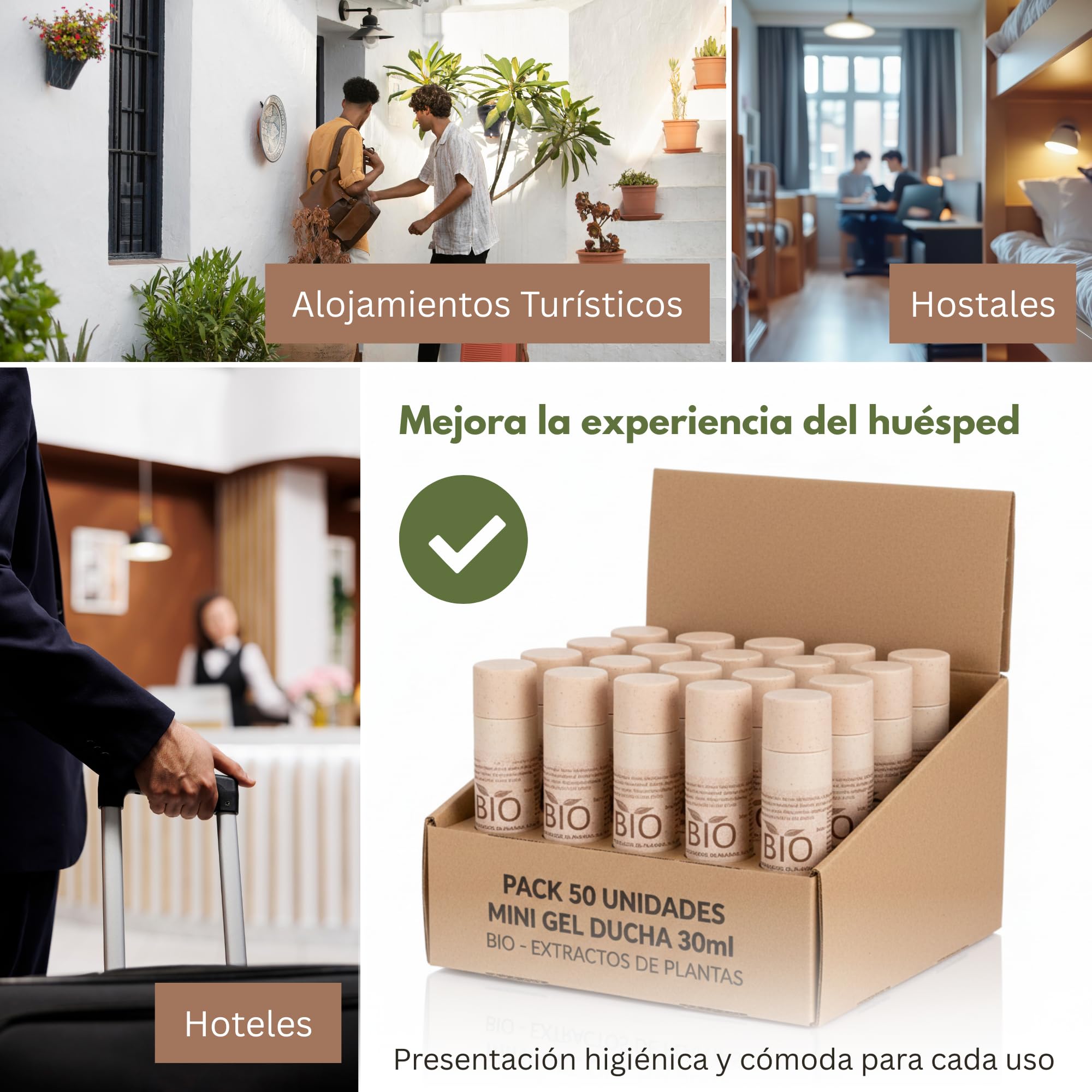 Bio Duschgel 30 ml Pack 50 – Natürliche Körperreinigung Einzeldosis, Reiseformat Hygiene, Amenities Kosmetik, Miniatur Badezimmer Zubehör