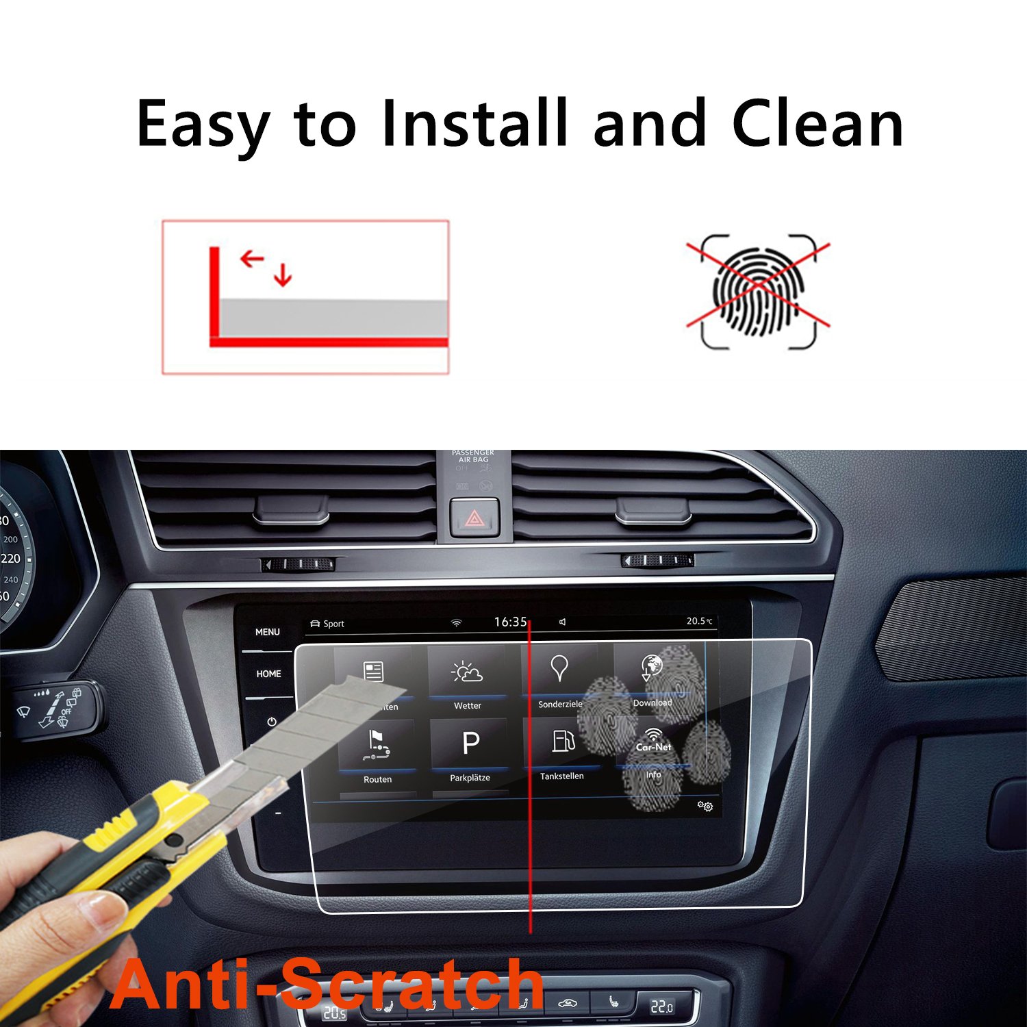 LFOTPP 9,2 inç navigasyon kırılmaz cam koruyucu folyo Tiguan 2 MK2 GTE Allspace, GPS Navi ekran koruyucu folyo