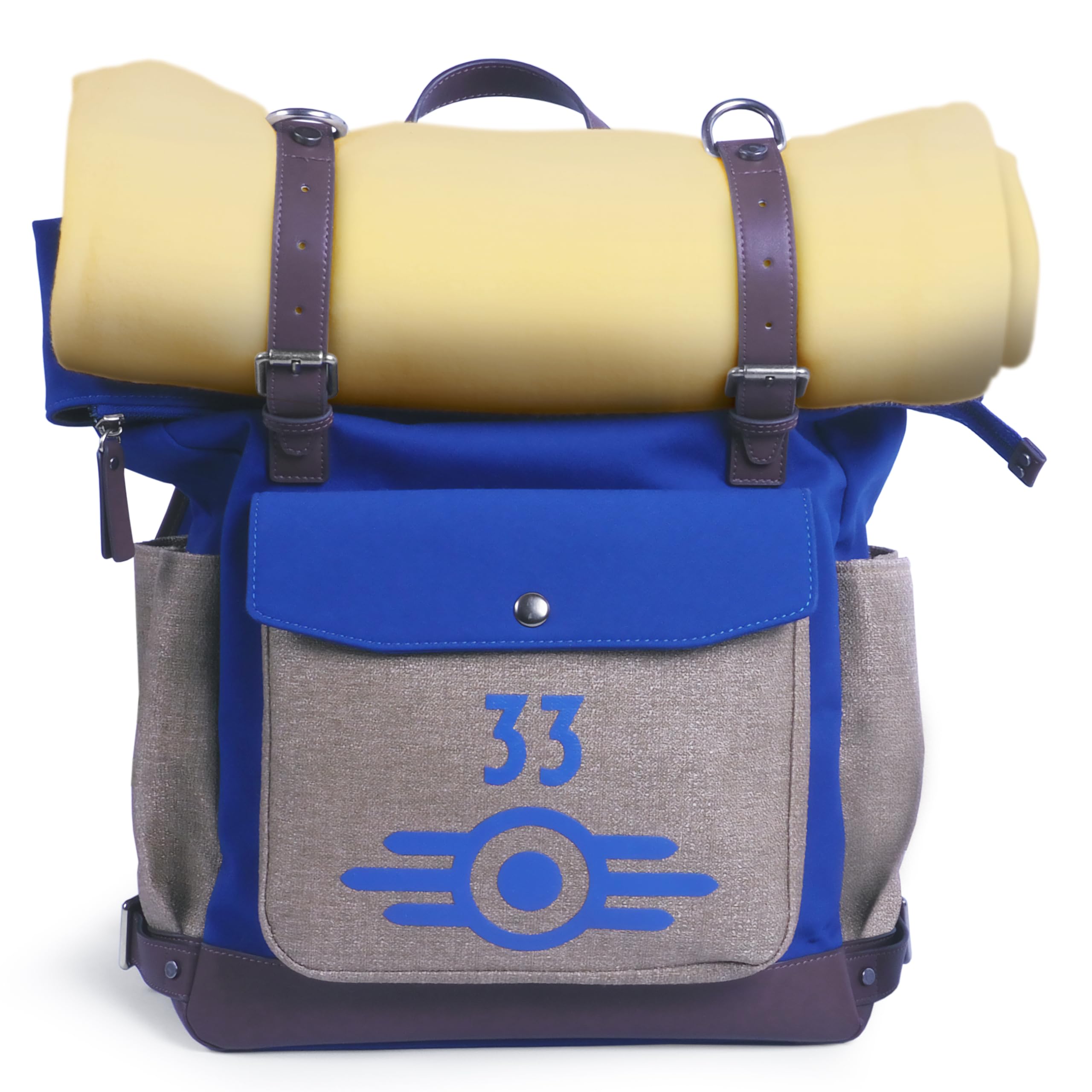 Falloutfrom The Wand Company: Lucy's Backpack, the authentic Vault 33 replica with fleece blanket and internal pockets for laptop, glasses and phone – officially licensed by Amazon Studios & Bethesda