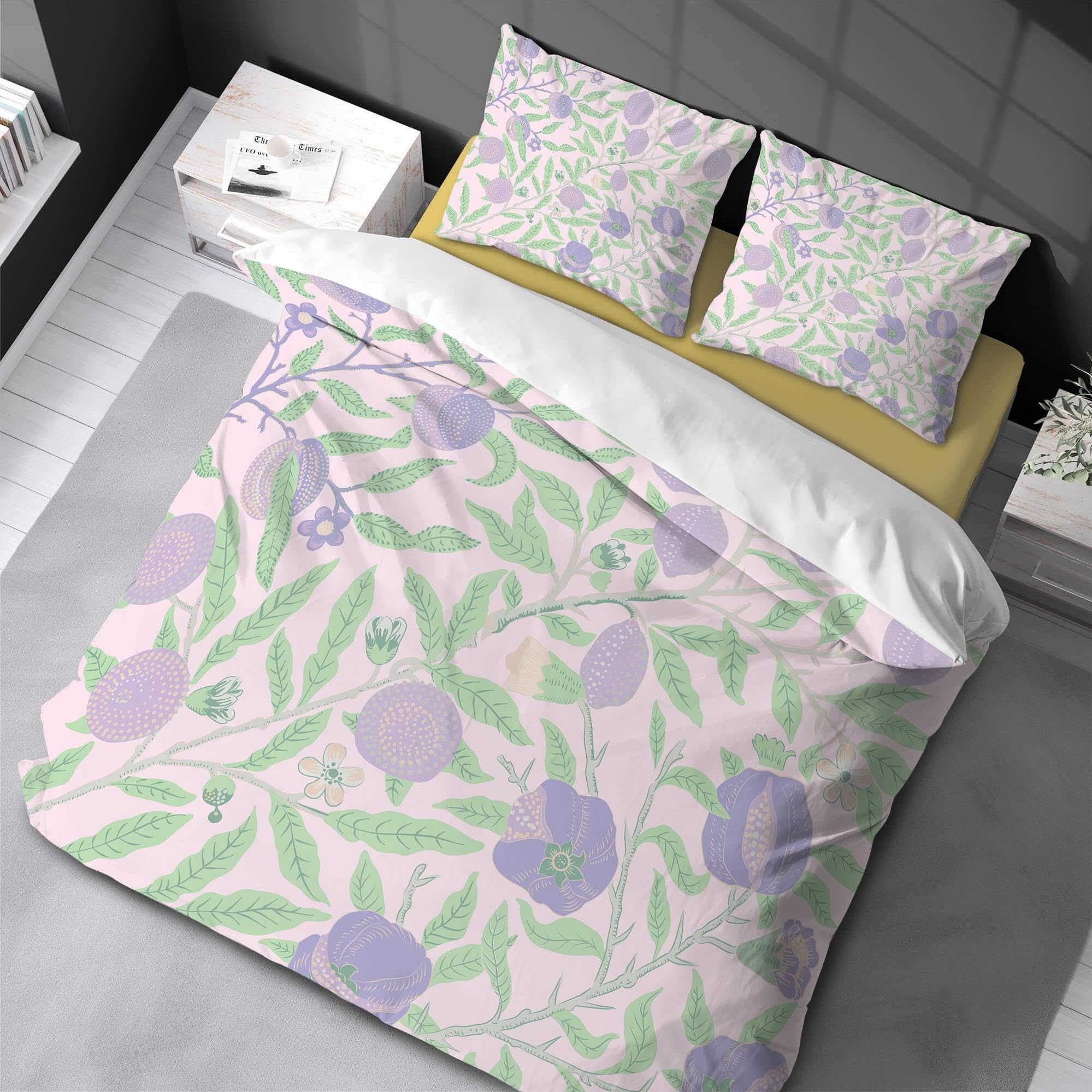 Housse de couette 200 x 220 cm imprimé floral pour lit double adolescents et adultes
