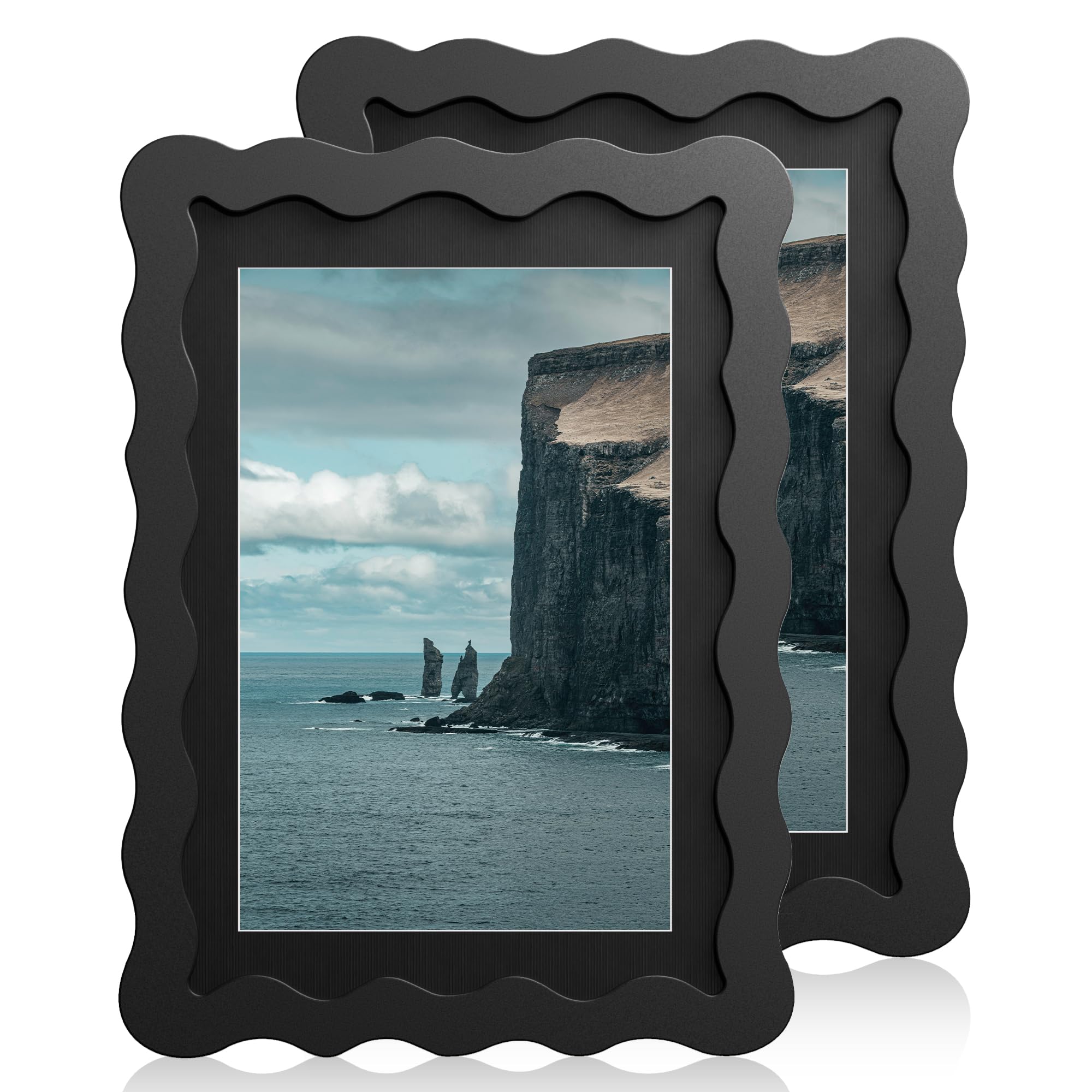 Cadre photo ondulé en bois noir pour offrir vos souvenirs