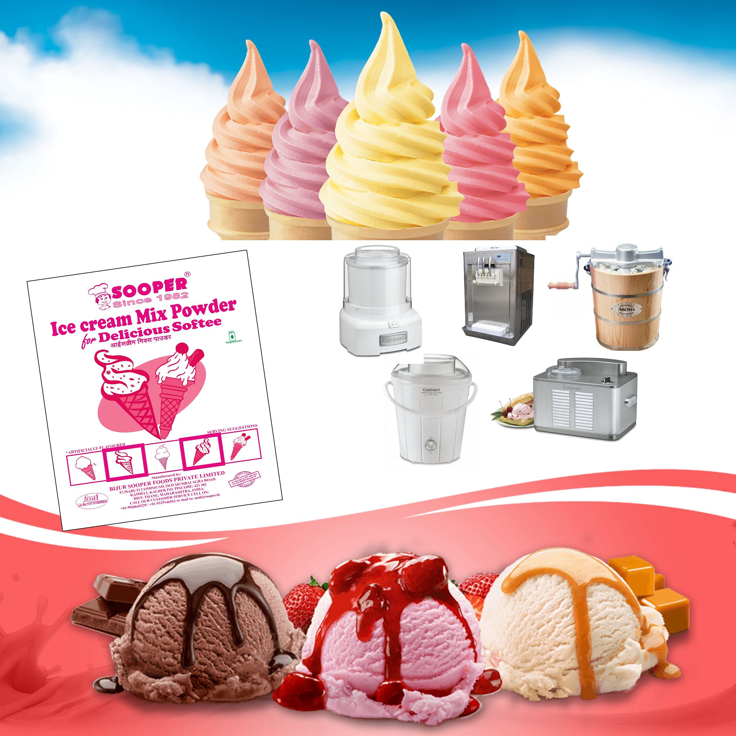 Sooper Chocolate Softy Ice Cream Mix Creamy Soft-Serve Dessert Base for Cones Cups & Frozen Treats 1.2 kg Pack-image-17