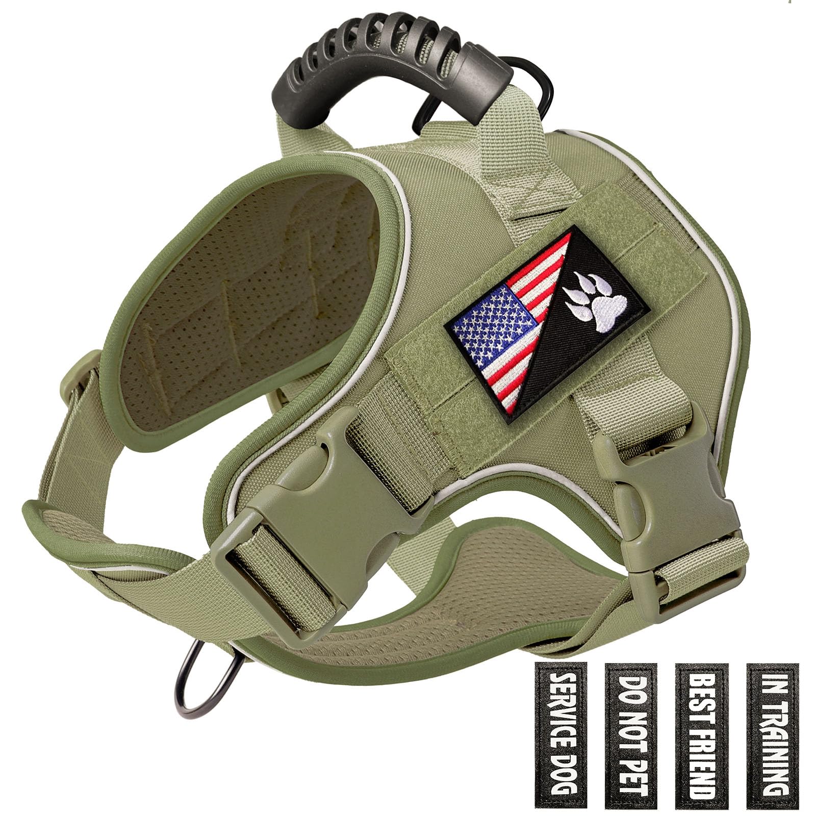 Bcadem Tactical Dog Harness,No Pull Military Pet Harness for Medium Large Dogs, Adjustable Service Dog Vest Harness with N...