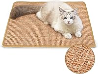 FUKUMARU Natural Sisal Cat Scratching Mat 23.6x15.7 Inch - Durable Floor Scratcher Pad with Anti-Slip Tapes, Protects Furniture & Carpets
