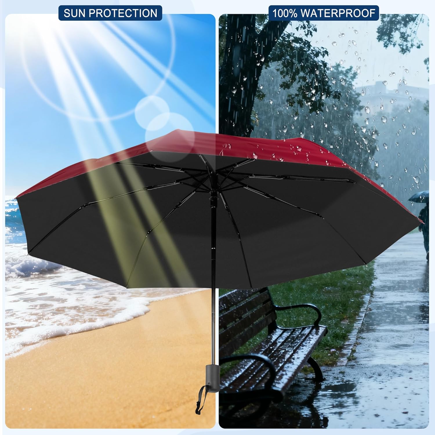 Bulk Umbrellas, Travel Folding Umbrellas Exquisite Appearance, Durable Construction, One-Button Open/Close, Foldable Storage, Suitable For Both Sunny And Rainy Days - Image 5
