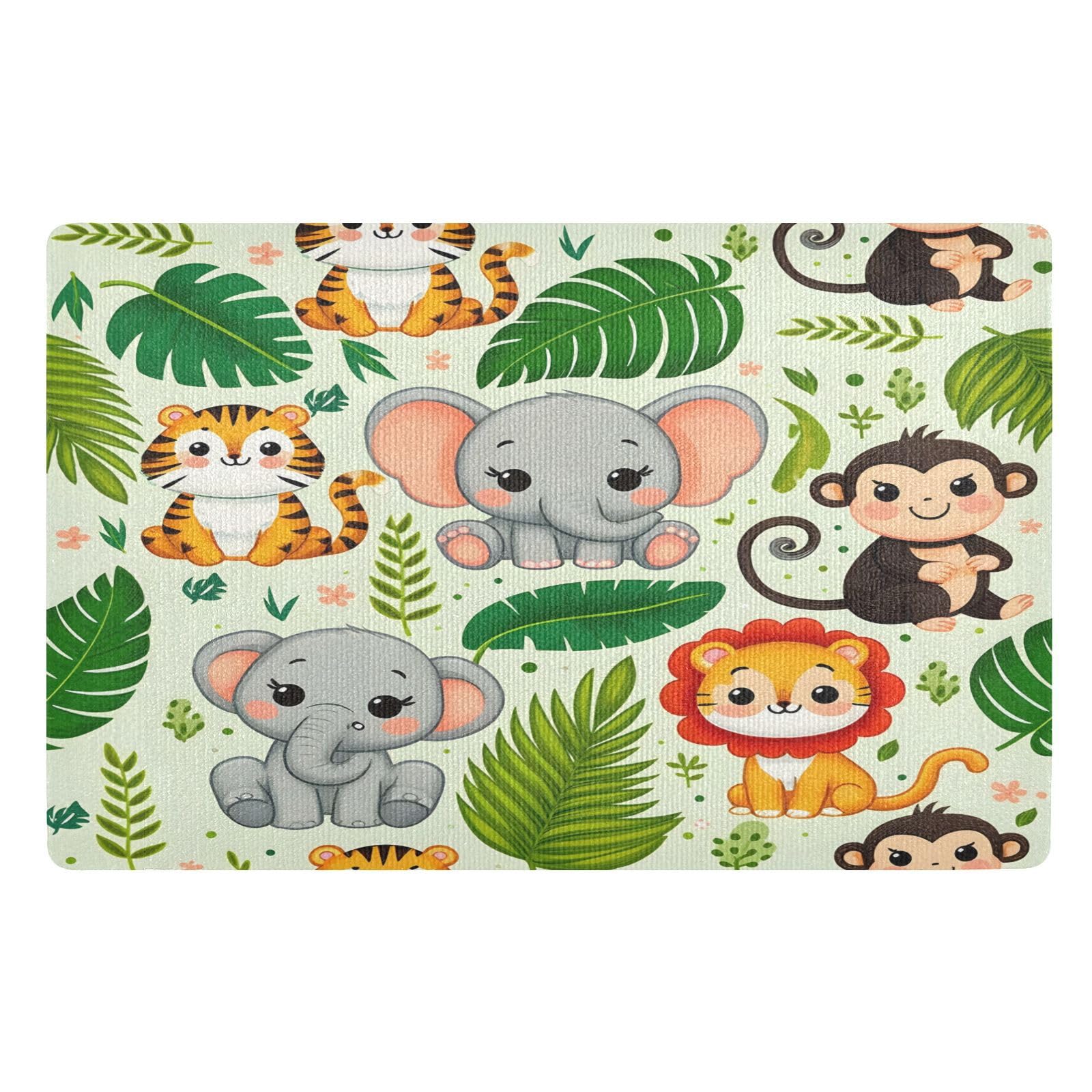 Paillasson antidérapant lavable jungle 50x80 cm absorbant pour entrée propre