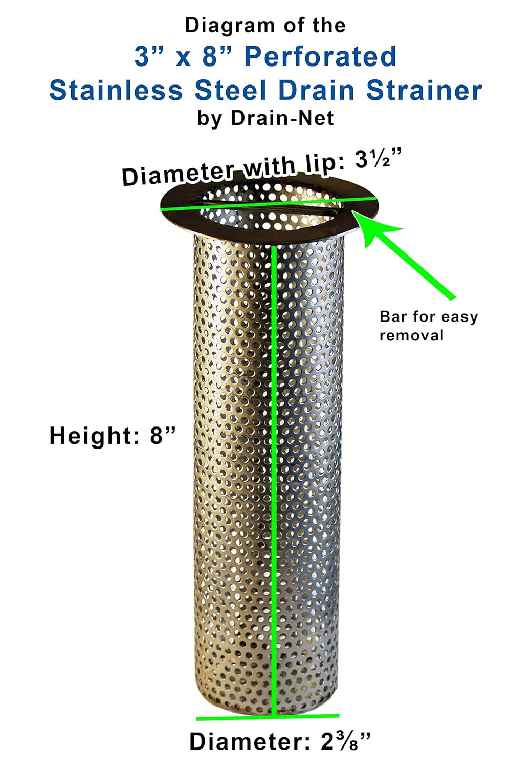 Uр Tо 40% оƒƒ 3 Commercial Floor Drain Strainer, 8 Tall, Perforated Stainless Steel