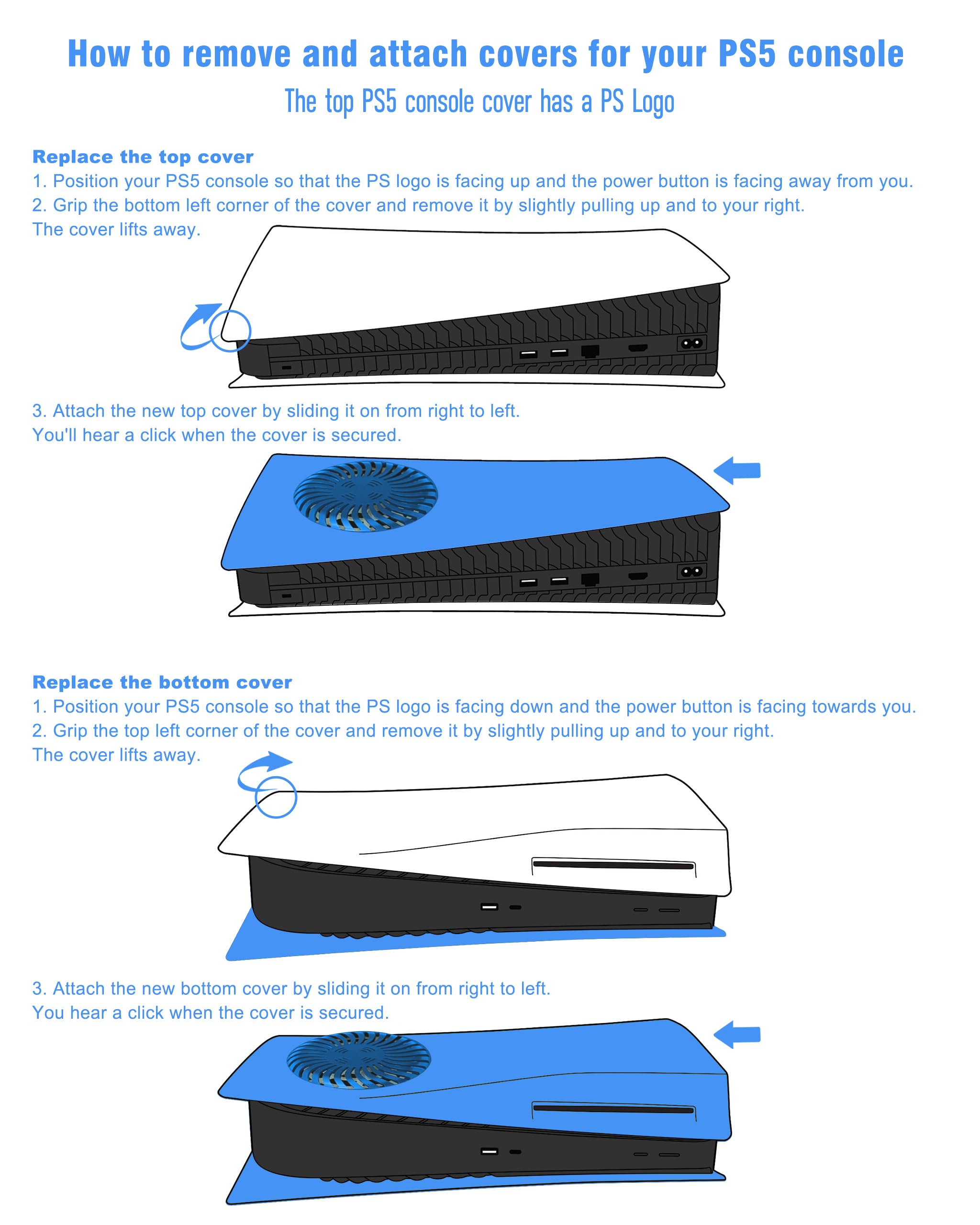 Joso Faceplate pour PS5 Disc Edition, Anti-Scratch boîtier de Remplacement étanche à la poussière, Cover Skin fit pour Console PS5 (CD-ROM) avec évent de Refroidissement