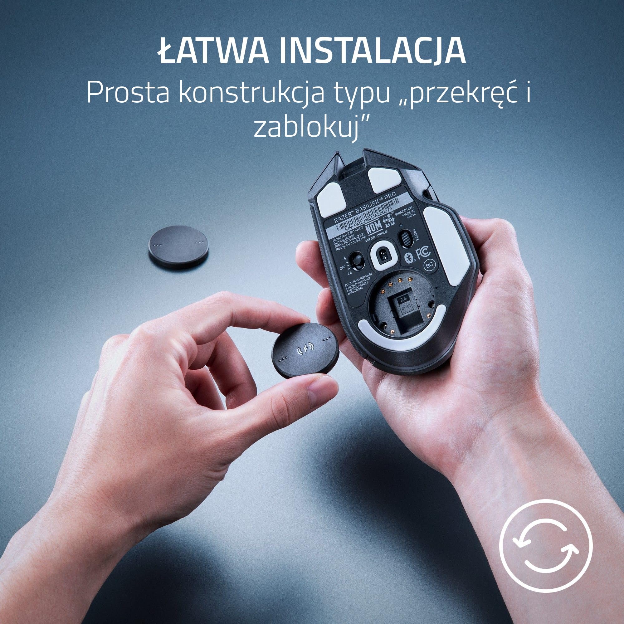 Razer Wireless Charging Puck - Bezprzewodowy moduł ładowania dla kompatybilności Razer -Myszy - czarne, 10 watów