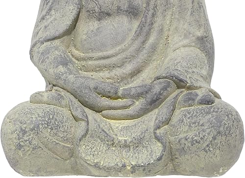 Miniatura 4 de Deco 79 Escultura decorativa de Buda de cerámica meditando para decoración del hogar con tallas grabadas y detalles en relieve, figura de acento de