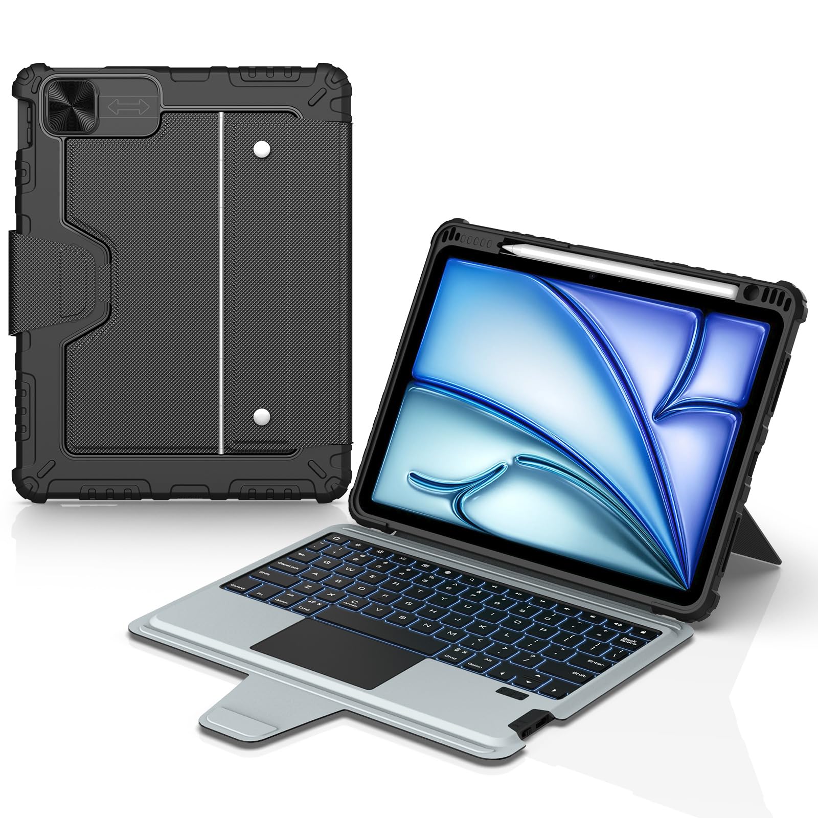 Nillkin Teclado iPad Air 11'' (M2 2024/M3 2025)/iPad Air 5 2022/iPad Air 4 10.9 2020,Teclado iPad Pro 11 Pulgada (4ª 3ª 2ª 1ª)con Soporte,trackpad,Retroiluminación 7 Colores, Español Ñ,Negro ClimeCo Certified