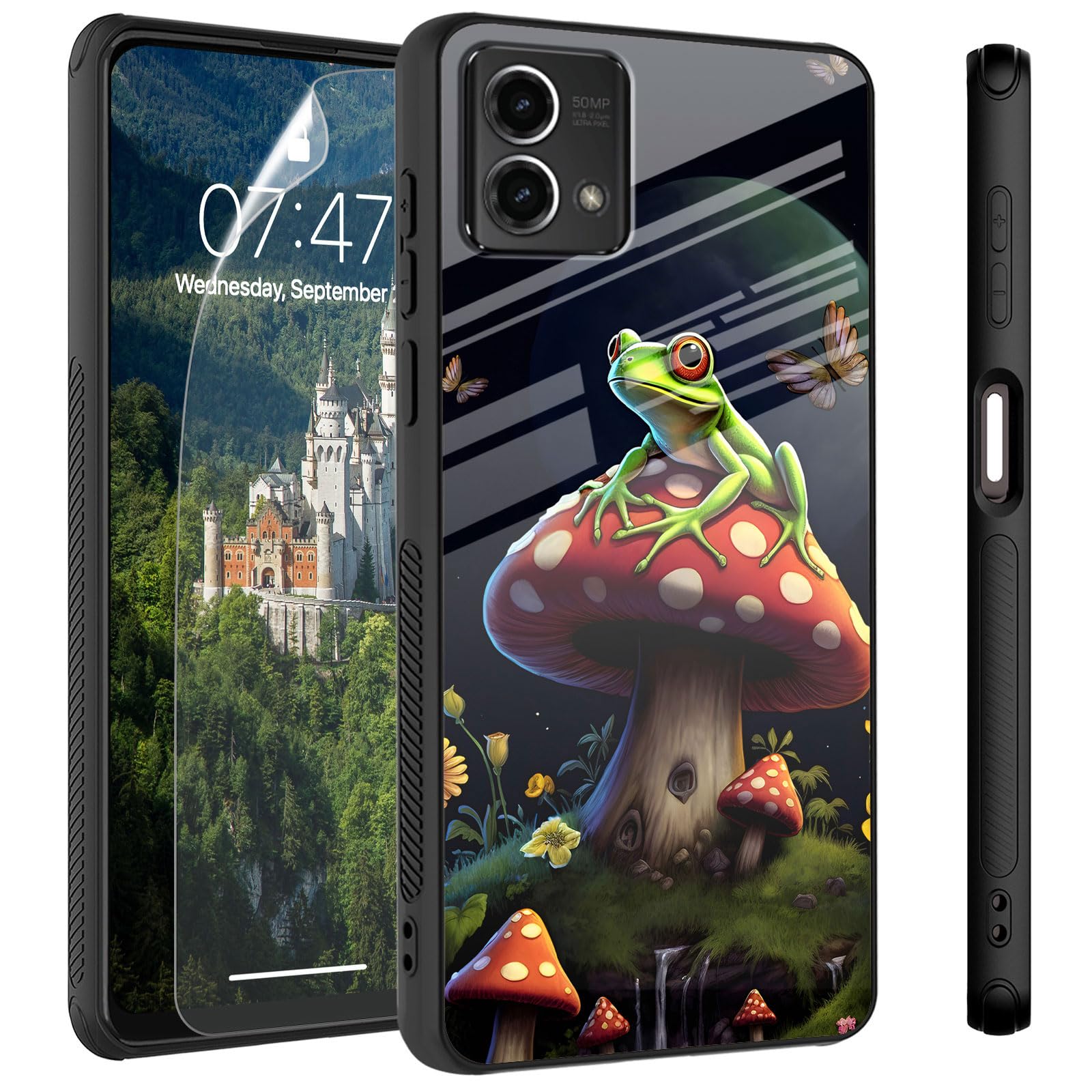 CAPAUNVDA Case for Moto G Stylus 5G 2023 Tempered Glass Back Cover with Screen Protector,Shockproof Protection Phone Case for Moto G Stylus 5G 2023,