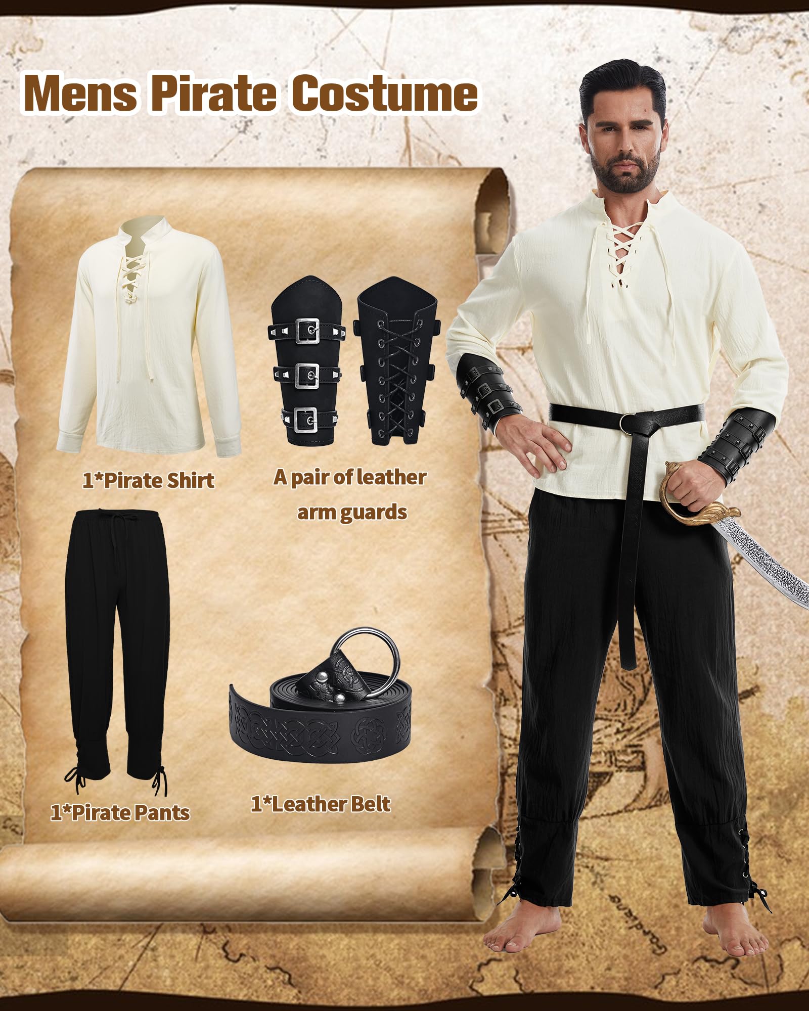 Mittelalter Viking Kostüm Herren Kleidung für Party