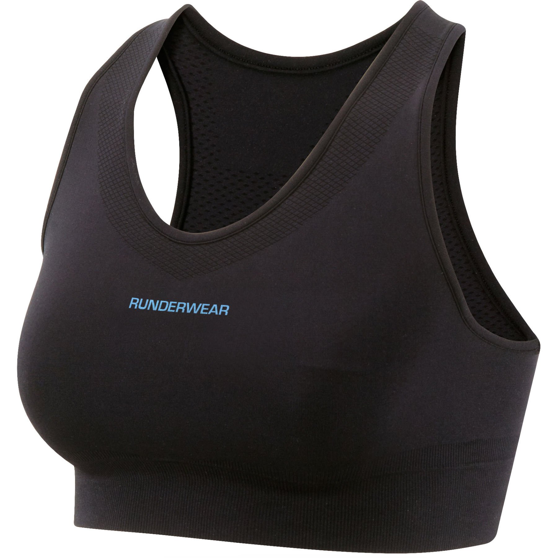 RunderwearWomens Ladies Running Fitness Crop Top Sports Bra Black - UK 12-14