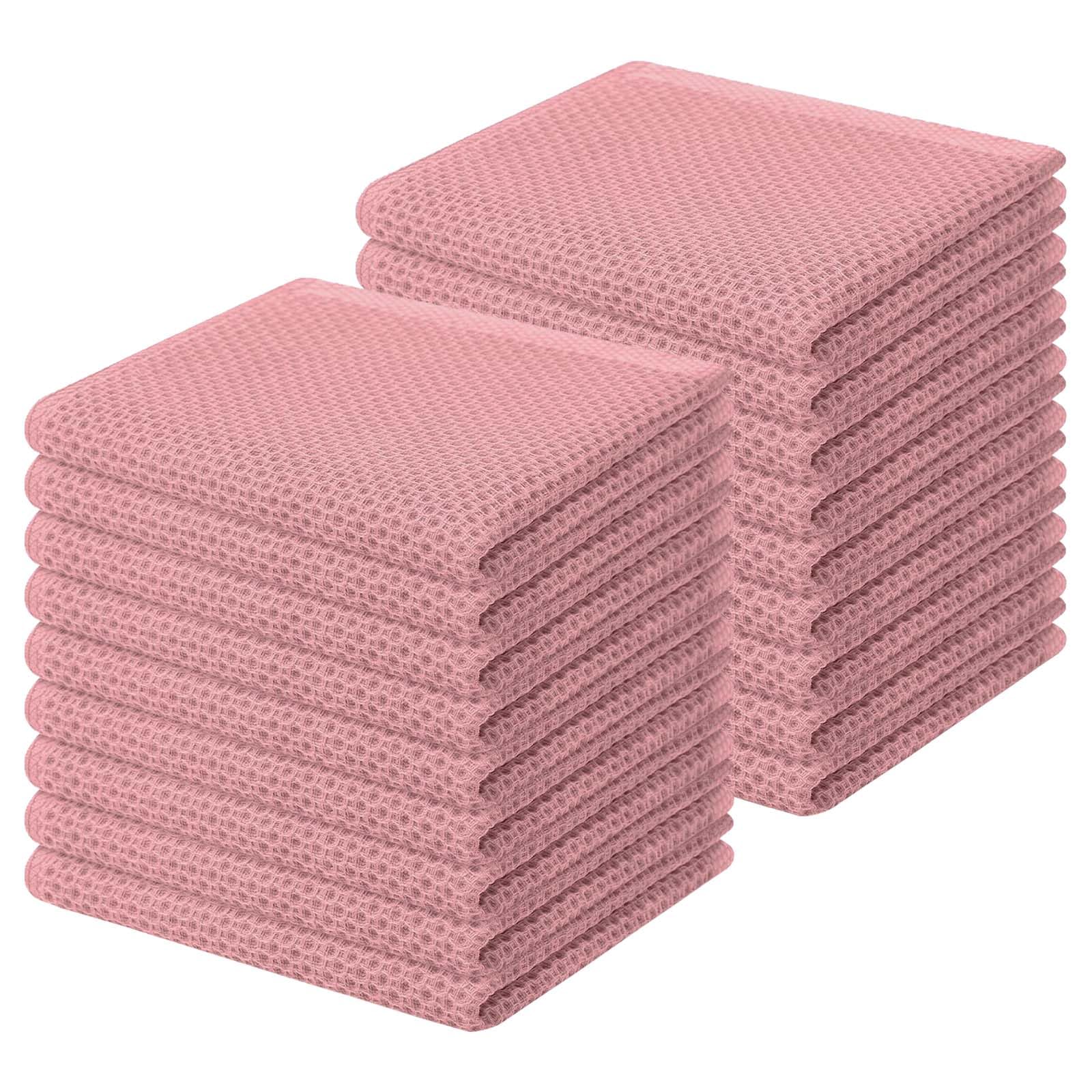 Homaxy 100% Cotton Waffle Weave Kitchen Dish Cloths 18-Pack, Dried Rose