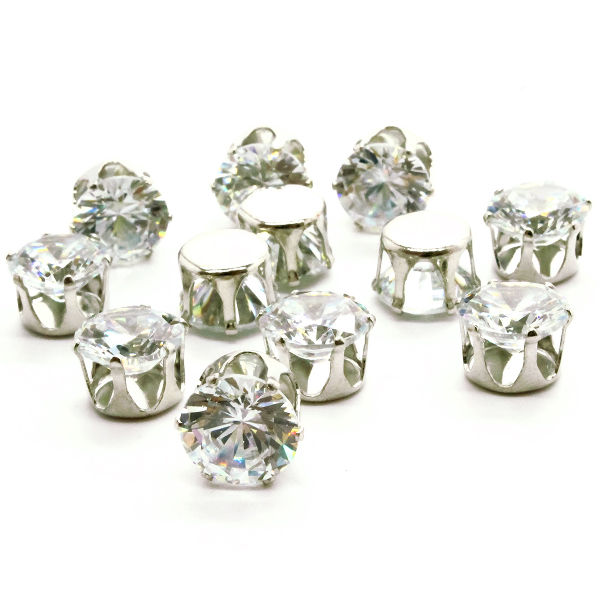 Trimming Shop 10mm Sew on Diamante Crystal Clear Glass Rhinestones for DIY Crafts Projects, Sewing Clothes, Scrapbook Embellishments or Decorations, 50pcs