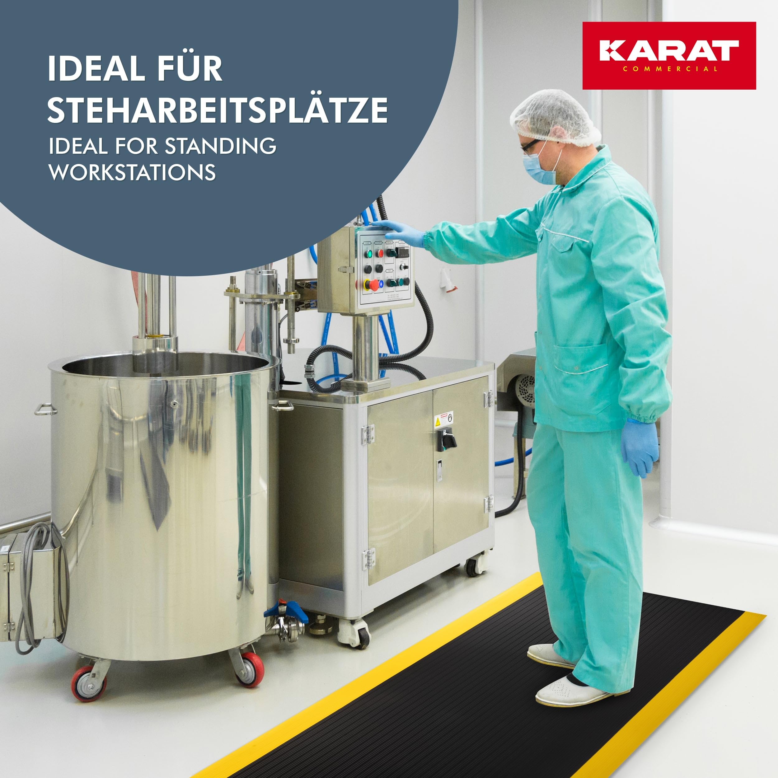 Tappeto Antifatica Heavy-Duty TireTuff - 90x150 Cm, Nero/Giallo, Per Lavori In Piedi - Foto 2