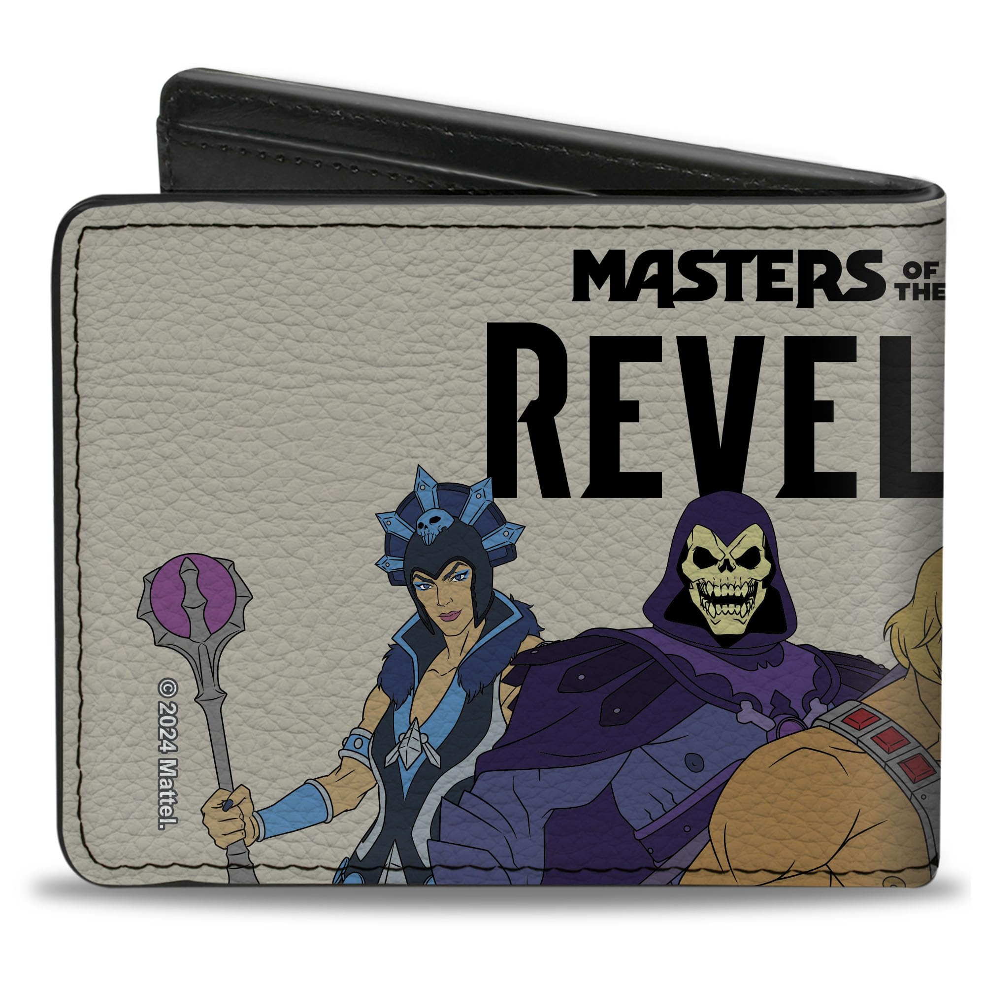 Masters of the Universe Wallet, Bifold, Masters of the Universe Revelation Group and Logo White Black, Vegan Leather