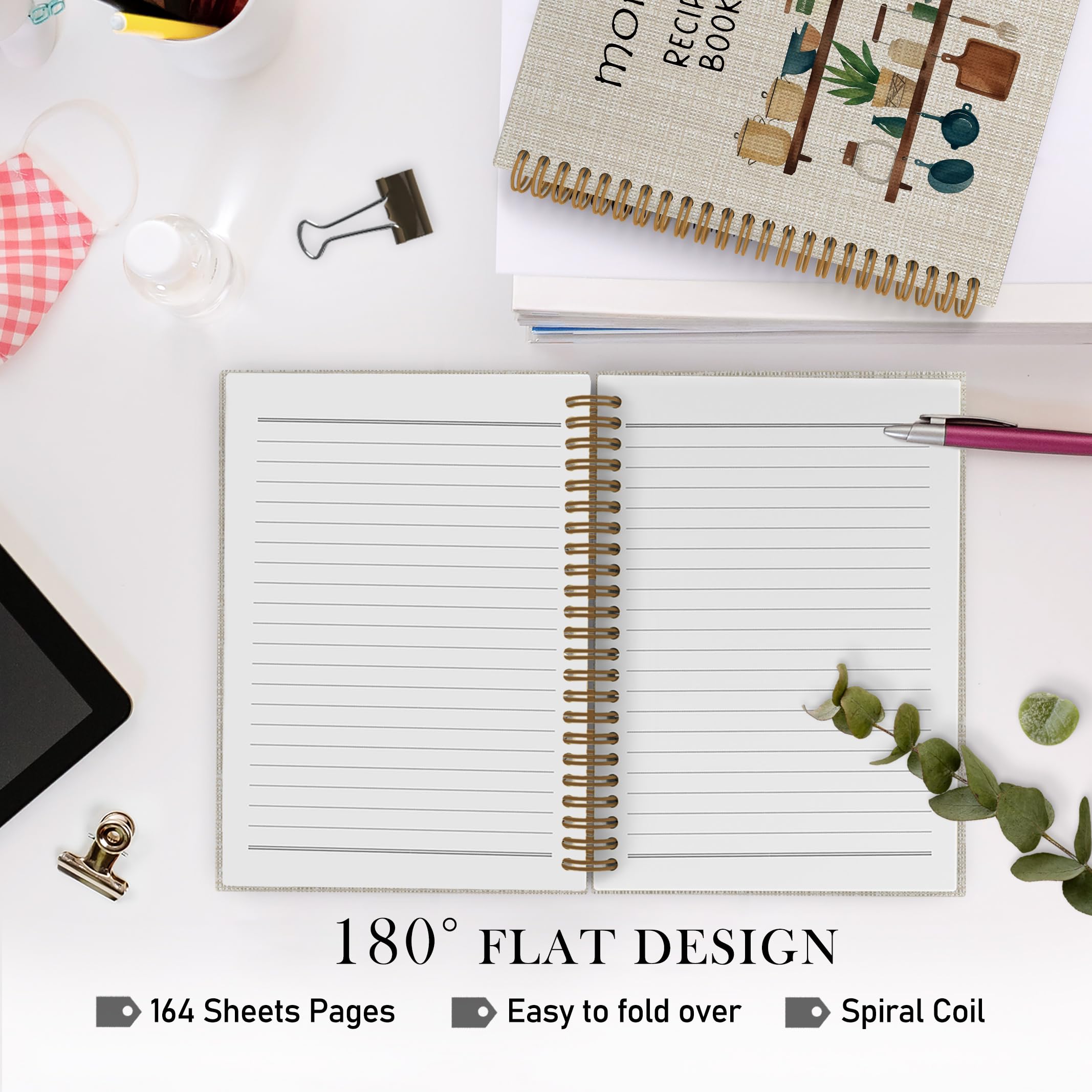 Mom Gifts - Cuaderno de espirales con líneas para mamá, libro de recetas para mamá para escribir tus propias recetas, cuaderno de notas mamá para cocina, día de la madre, regalo