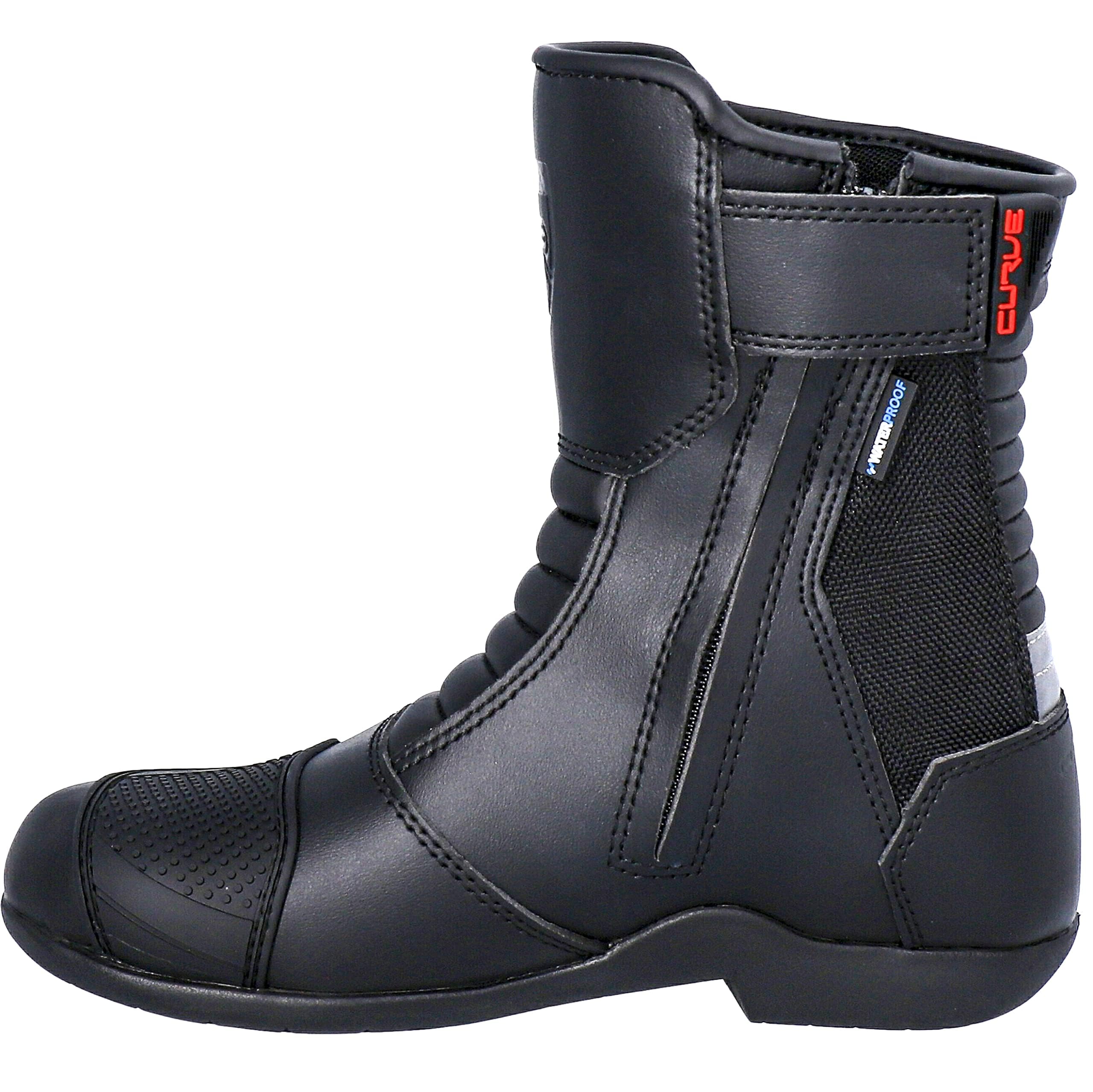CURVE Botas moto Magnes WP Negras, Impermebles, Protección tobillo y talón, Cremallera, Suela antideslizante, Adultos, Hombre y mujer, CE (43)