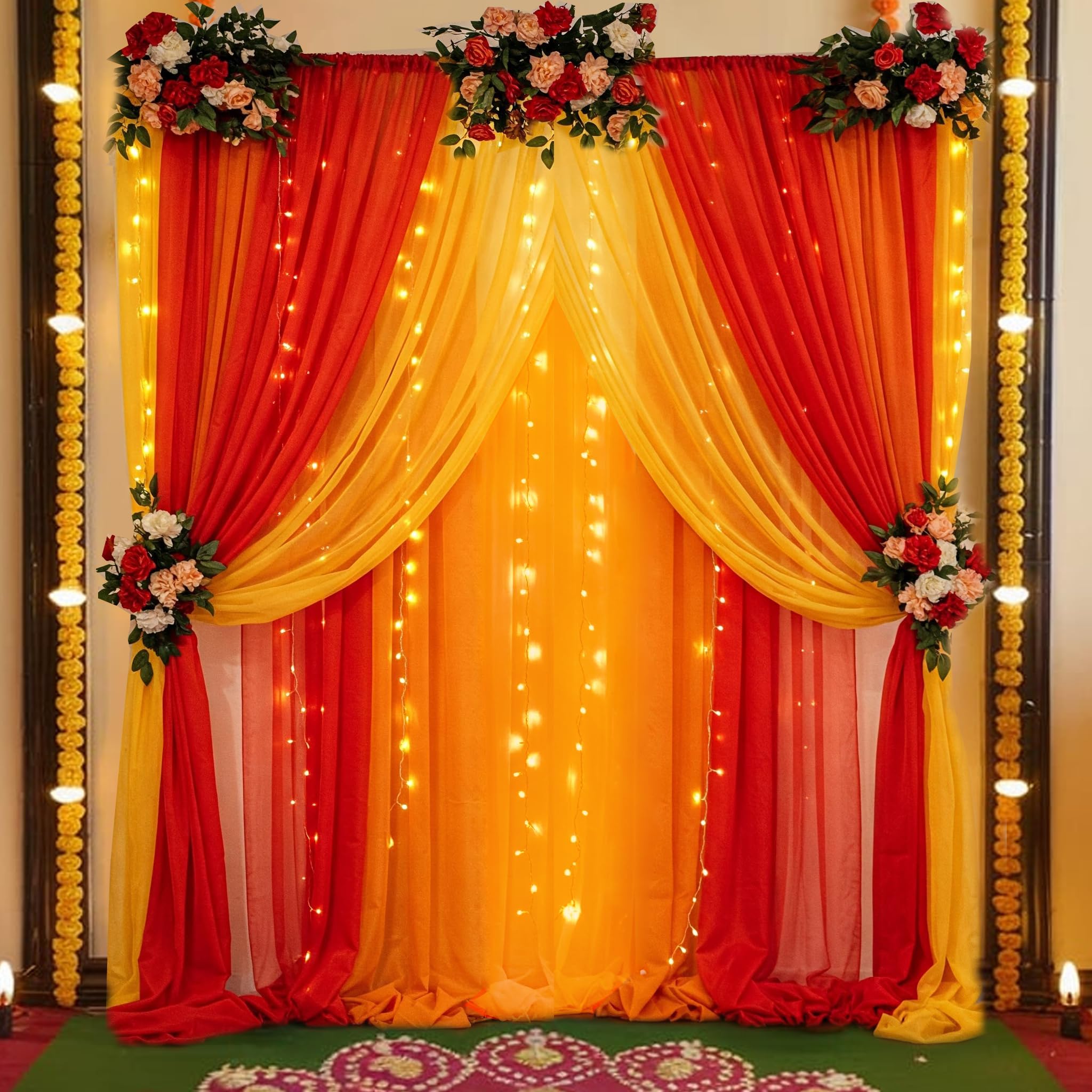 SpecialYou® Wedding Decoration Items for Home, Haldi Decorations Items for Home, Mehndi Decorations Items for Marriage, Back Drop Curtain for Decor, Haldi Backdrop Decoration Set- 11 pcs