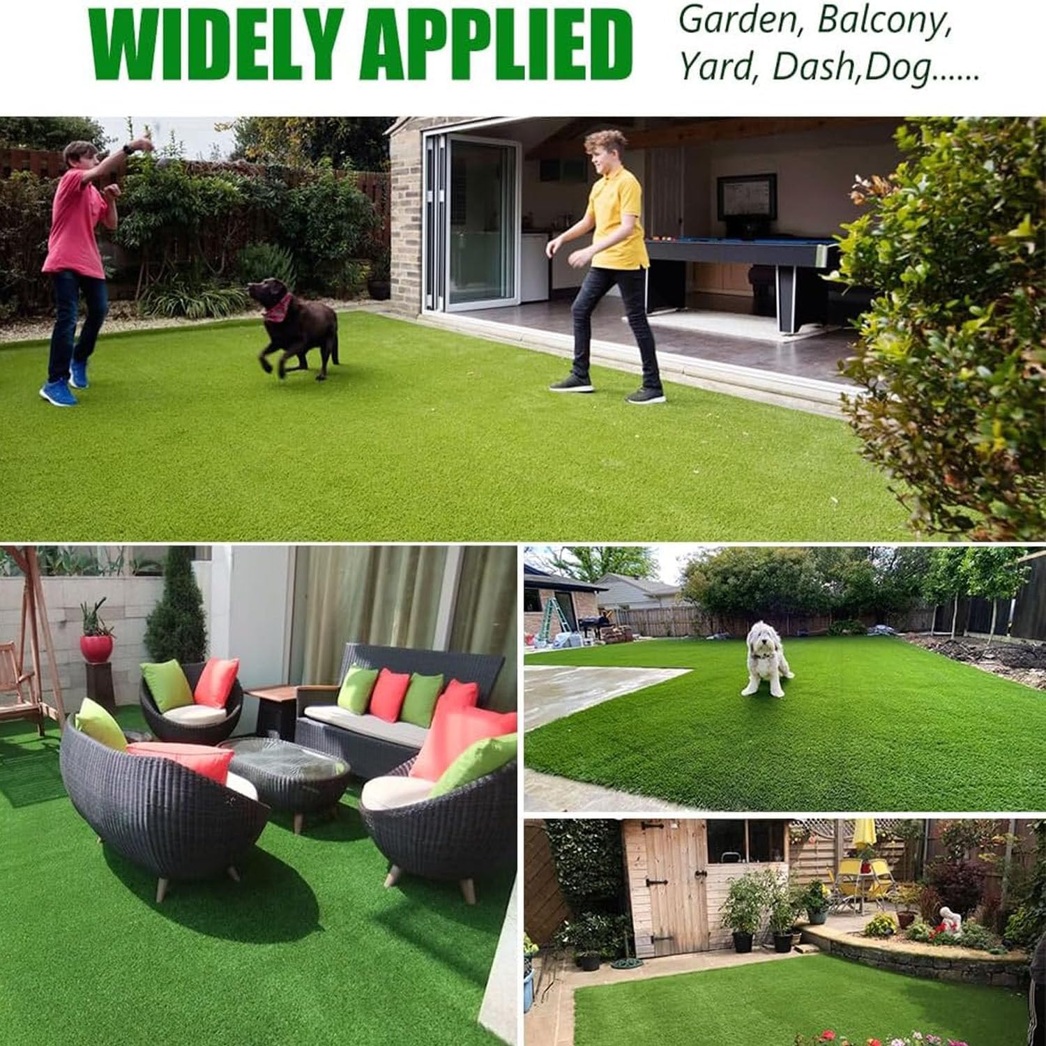 Premium Realistic Artificial Grass Turf 1.38" Thick 3.3x5 FT, High Density Synthetic Fake Faux Grass Rug with Drainage Holes, Astroturf Roll for Garden, Lawn, Balcony, Patio, Dog, Pet Area, Customized