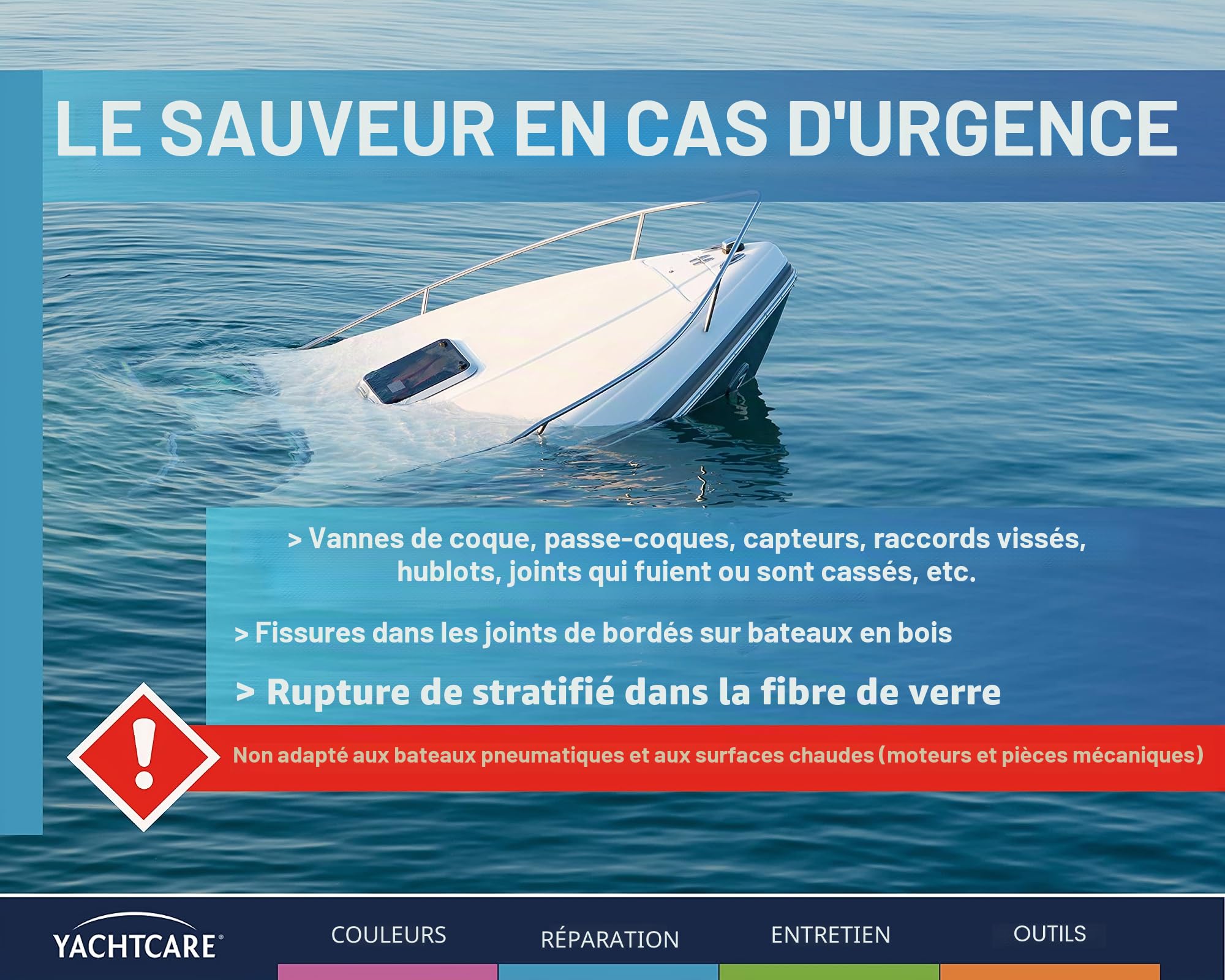 Yachtcare Leak Hero Joint Anti-Fuite d'urgence pour Bateaux et Yachts, 625 ML, Marron
