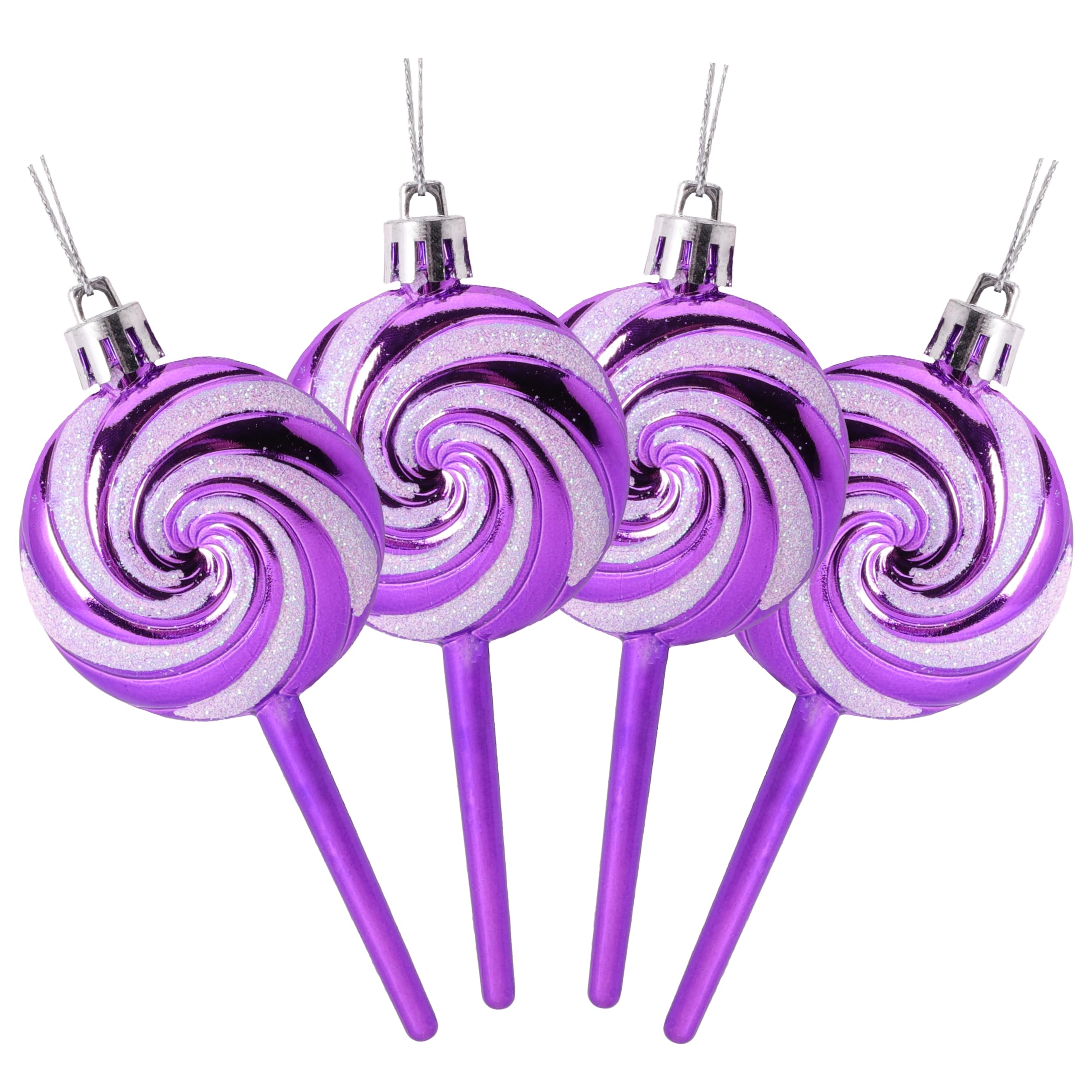 Christmas Concepts Purple Christmas Concepts® Pack Of 4-110Mm (4.3") Glittery Festive Lollipop Baubles - Christmas Tree Decorations