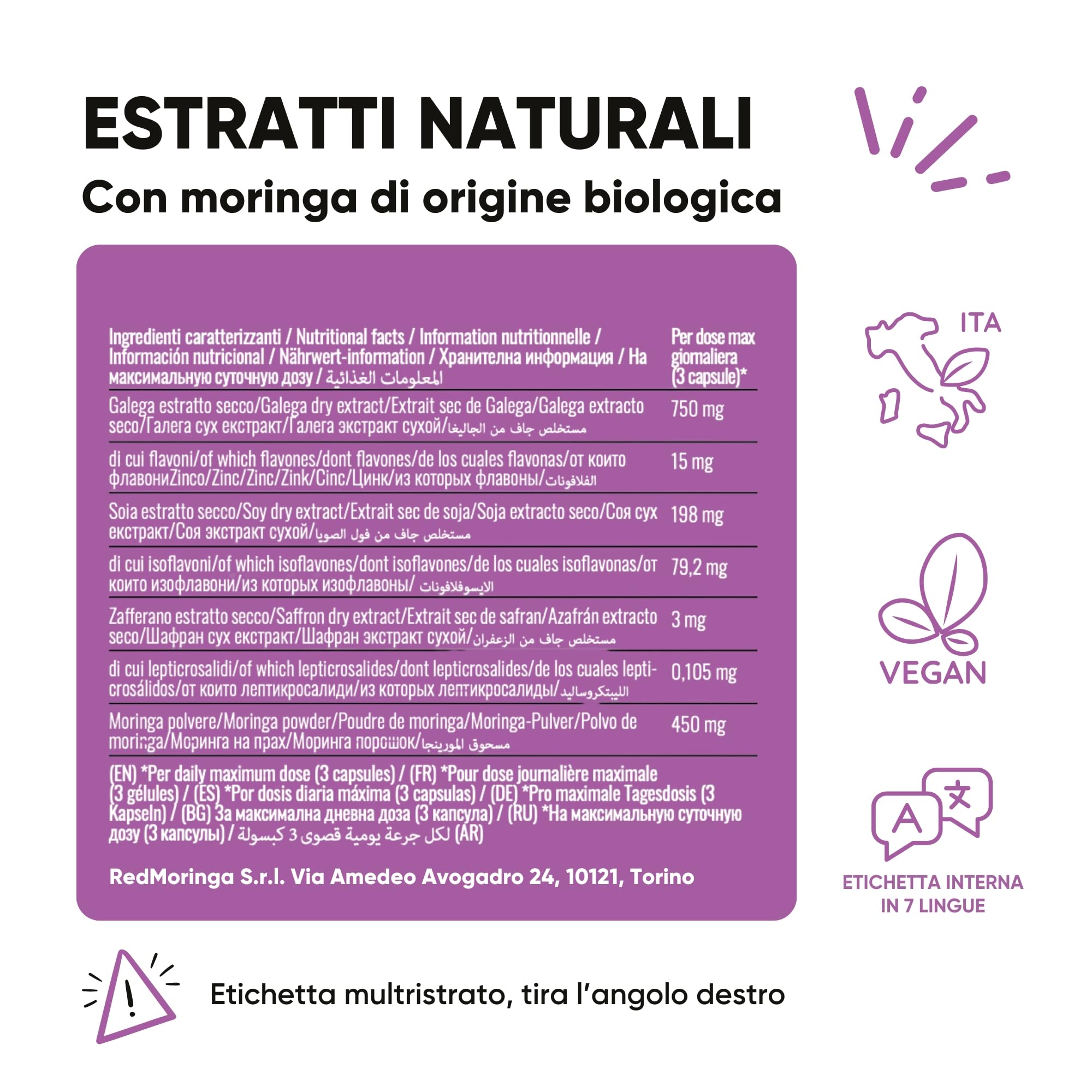 RedMoringa Post Partum Integratore Allattamento e Umore | Galega 2% Lattazione e Zafferano 3,5% Umore | Supporto allattamento al seno 100% Naturale per Neomamma | 270 Capsule Vegetali | UNICO al MONDO