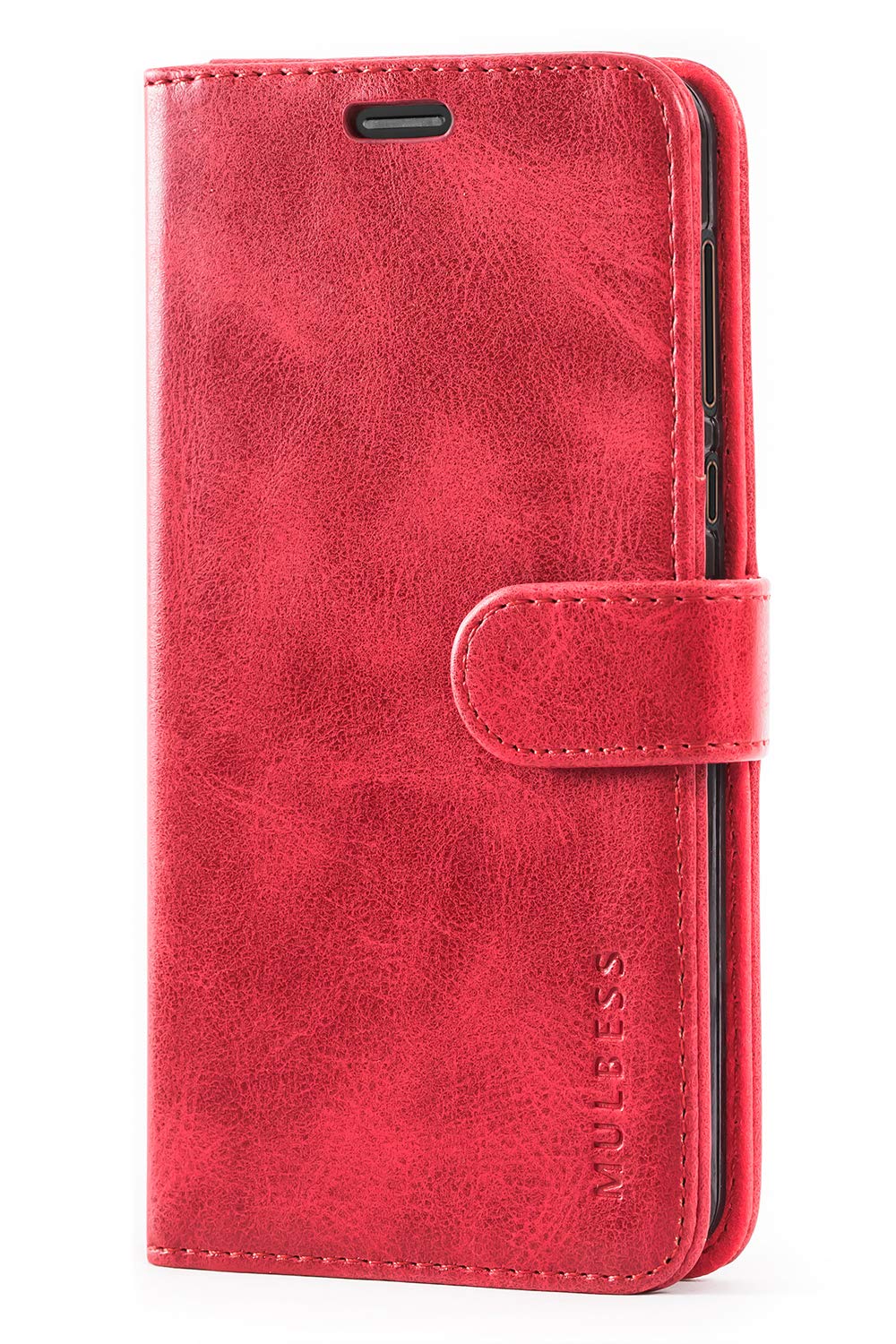 Mulbess Cover A Libretto Per Nokia 2.3 - Custodia In PU E TPU Antiurto Con Portacarte E Supporto - Colore Vino Rosso - 3