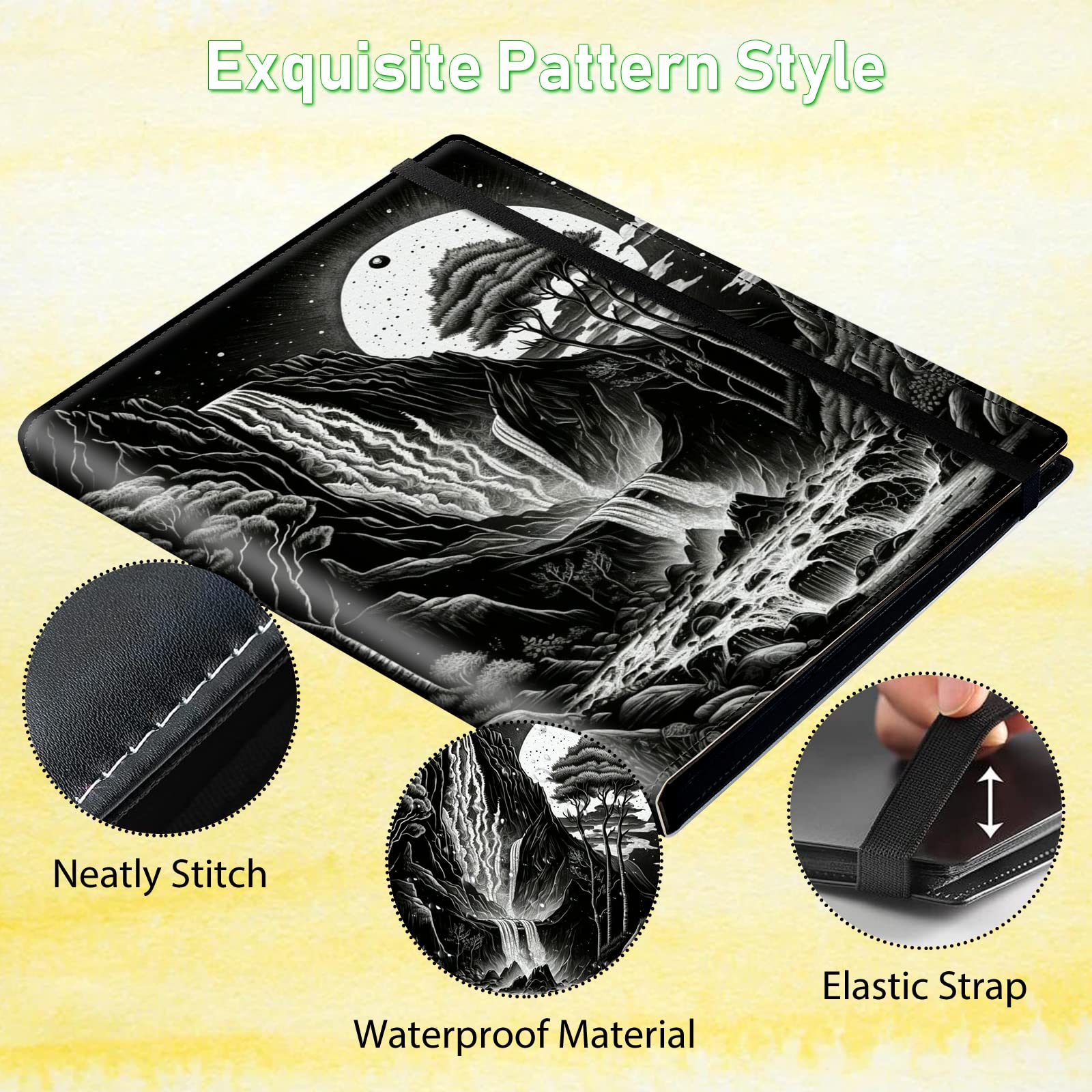 Raccoglitore per carte da baseball con 9 tasche, raccoglitore per carte da gioco e carte sportive con motivo luna, 900 tasche laterali