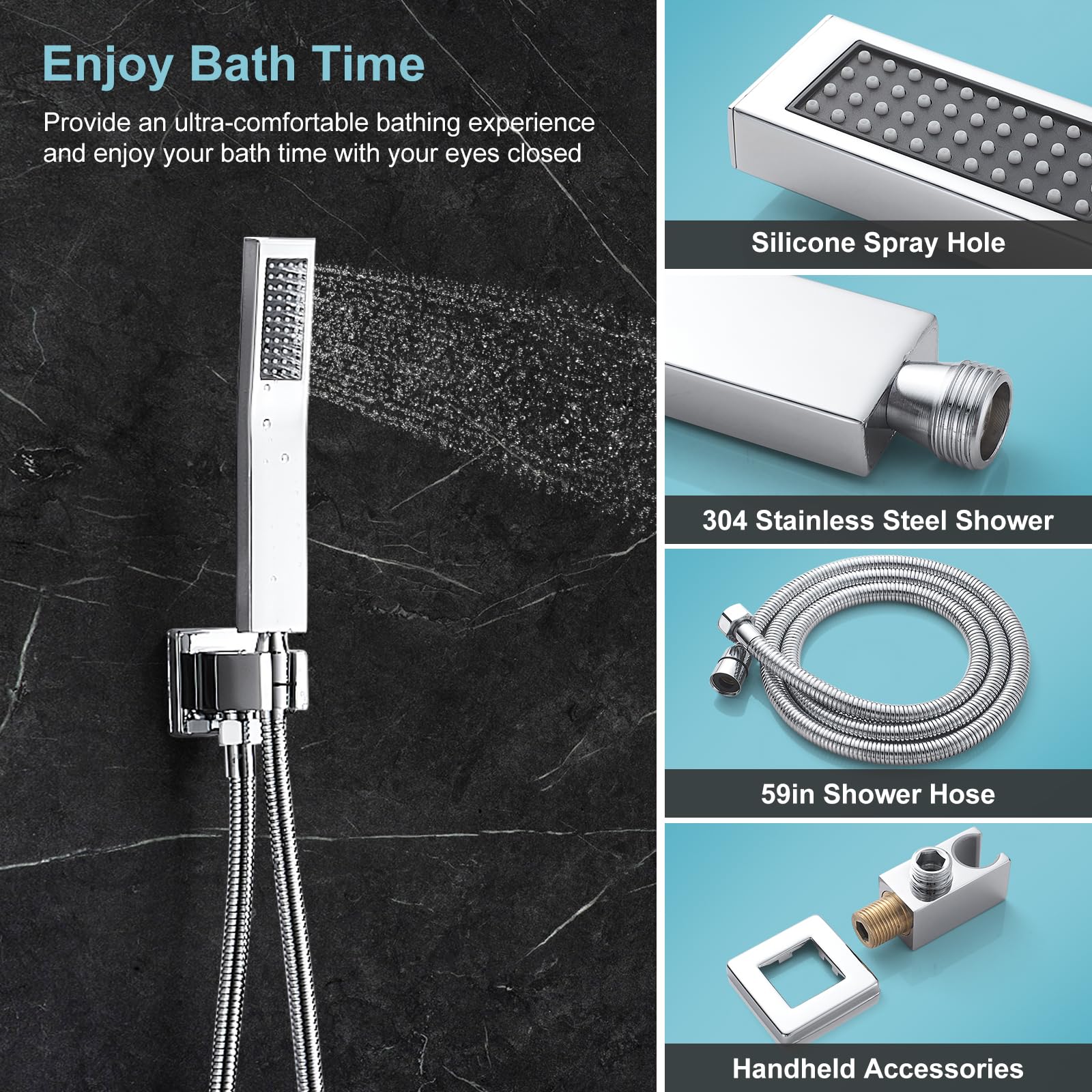 Amazon.co.jp: クロムシャワーシステム 8インチ ハンドヘルド