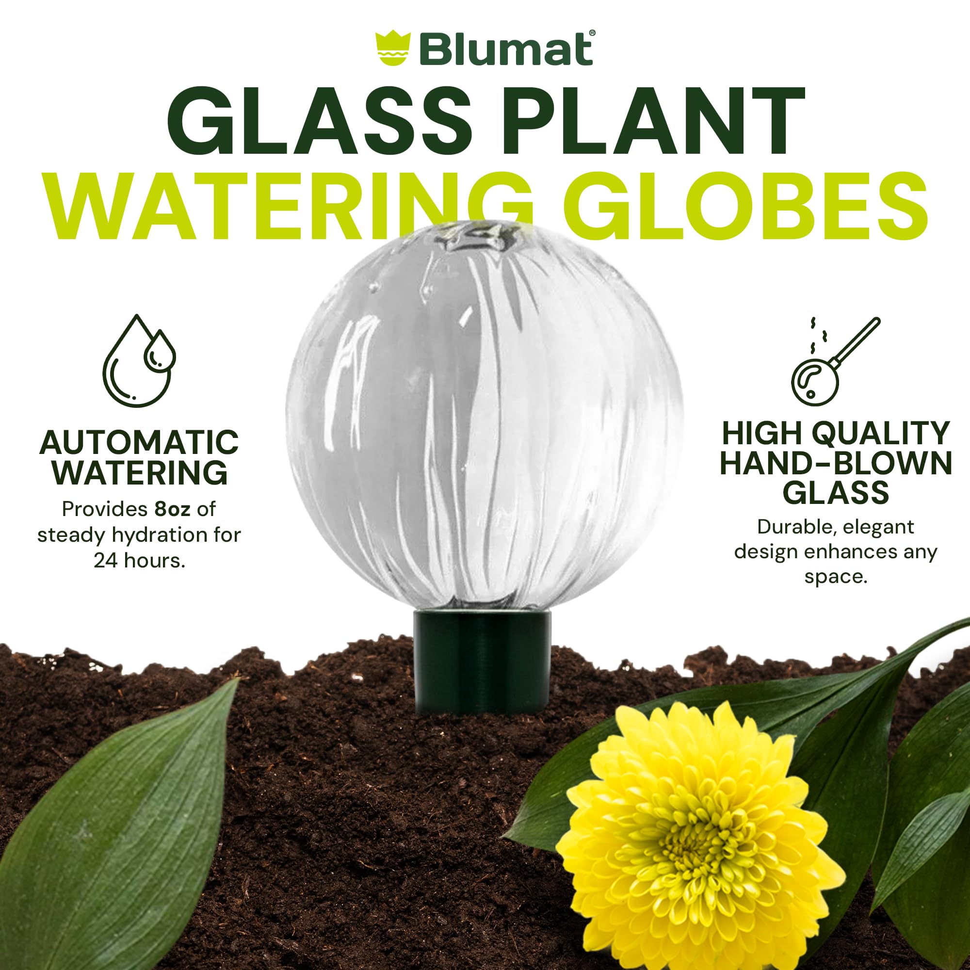 Blumat Globes d'arrosage automatique pour plantes d'intérieur en verre, irrigation goutte à goutte automatique pour plantes d'intérieur, plantes suspendues, plantes d'intérieur, accessoires de jardin,