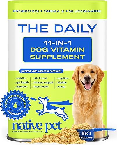 Native Pet The Daily Dog Vitamins & Supplements - 11-in-1 Multivitamin Powder for Dogs - Supports Whole Body Health