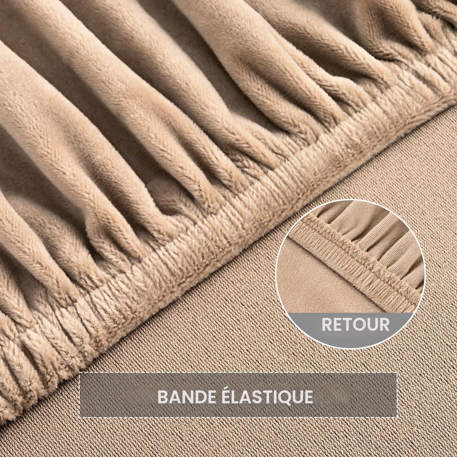 Alishomtll Lot de 4 housses de chaise extensibles en velours universel avec accoudoirs - Détachables et lavables - Pour chaises de salle à manger, cuisine, banquet, mariage et fête (Camel, lot de 4