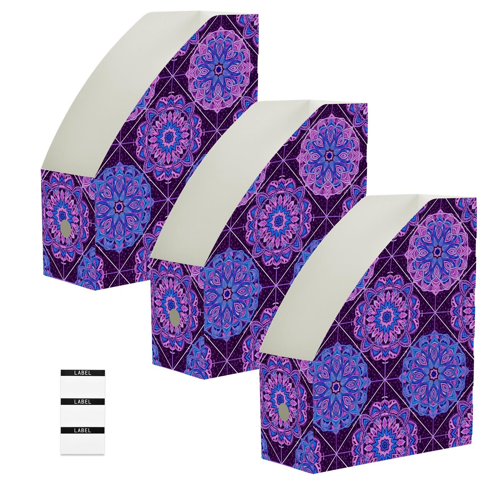 Confezione piatta estetica floreale viola organizer per scrivania