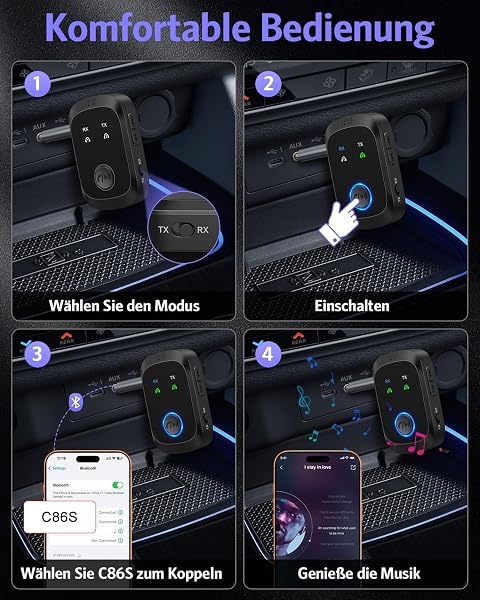 OQIMAX Bluetooth 5.4 Adapter Aux, 2-in-1 Bluetooth Transmitter Empfänger für 2 Kopfhörer, 3.5mm Aux Klinke Bluetooth Sender Low Latency, Kompatibel mit BT Kopfhörer, TV, Flugzeug, Auto, Fitnessgeräte - 5