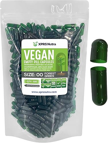 Miniatura 1 de Size 00 Empty Capsules - 500 Count Empty Vegan Capsules - Vegetarian Empty Pill Capsules- DIY Vegetable Capsule Filling- Veggie Pill Capsules Empty