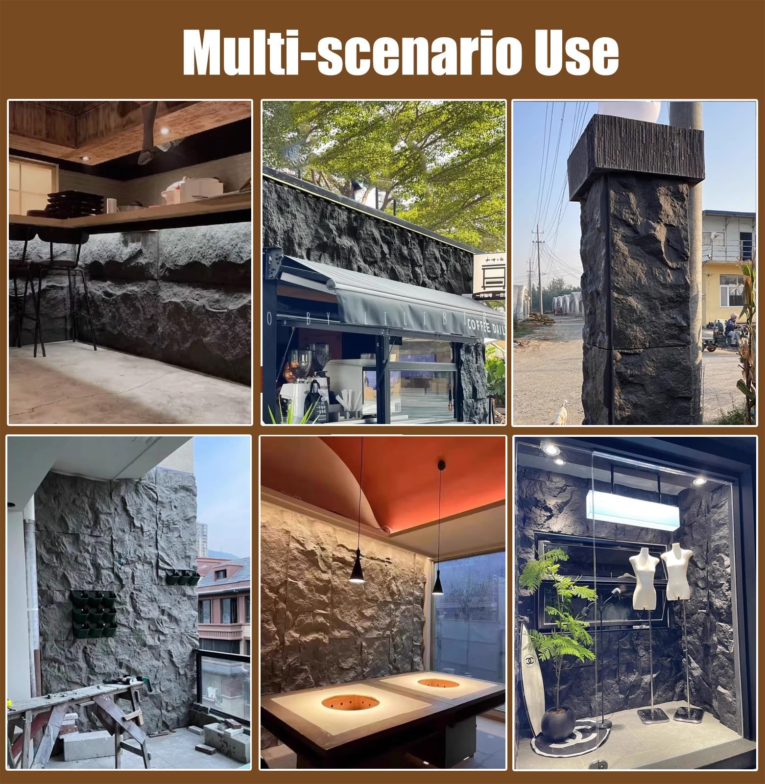Pannello murale in finta pietra 3D per esterni e interni, rivestimento decorativo per camino e rivestimenti