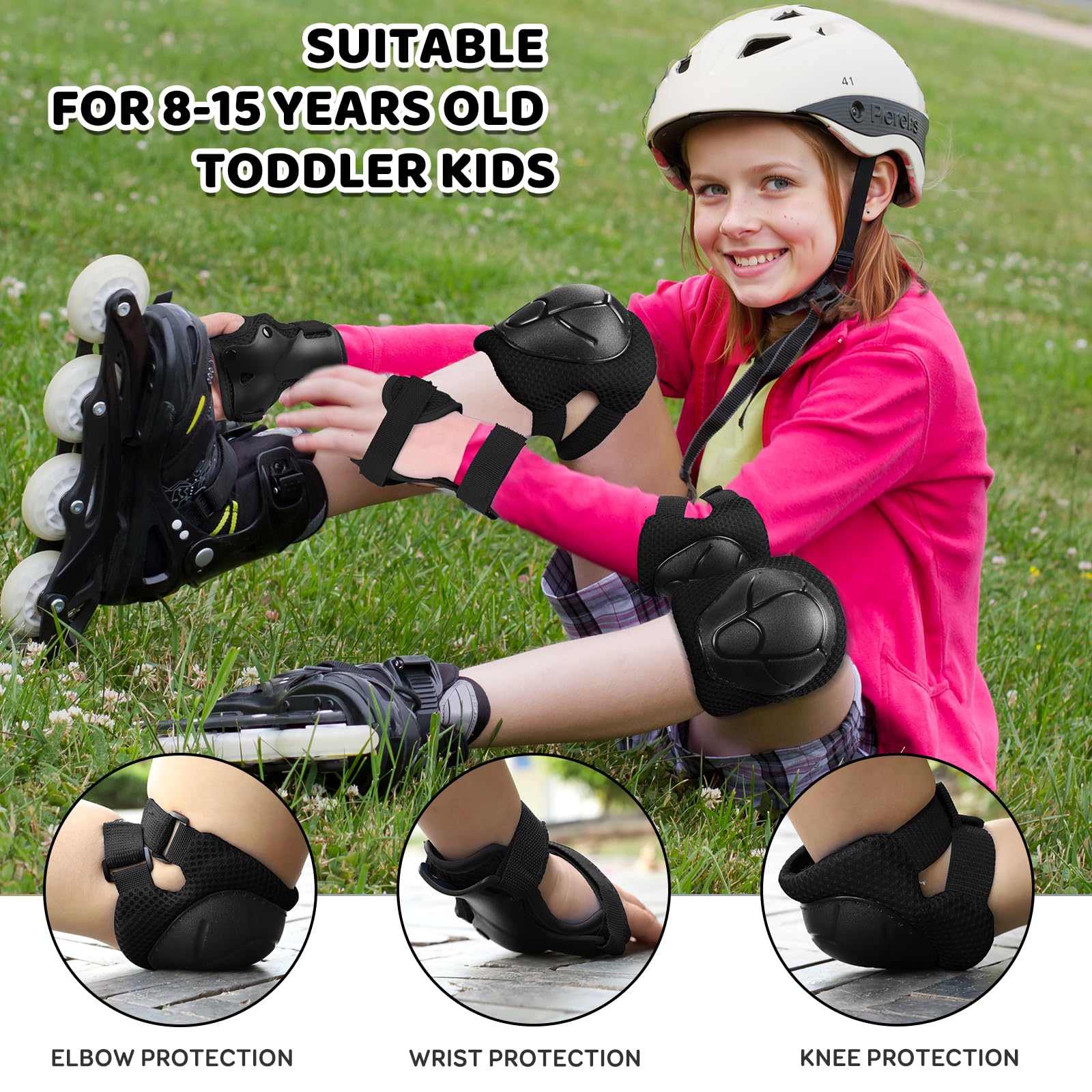 KUYOU Kids Knee Pads Elbow Pads Set - Adjustable Safety Protective Gear for Skating, Cycling, Skateboard, Scooter, and More Durable, Comfortable, All-Round Protection for Kids Ages 3-8