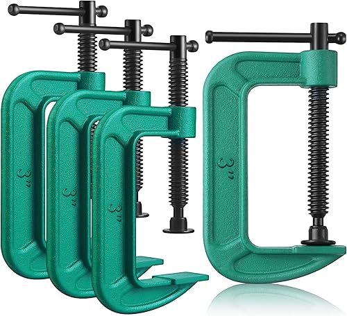 Juego de 4 abrazaderas C de 3 pulgadas, abrazaderas G resistentes para automóviles y madera con apertura de mandíbula de 3 pulgadas deslizante para