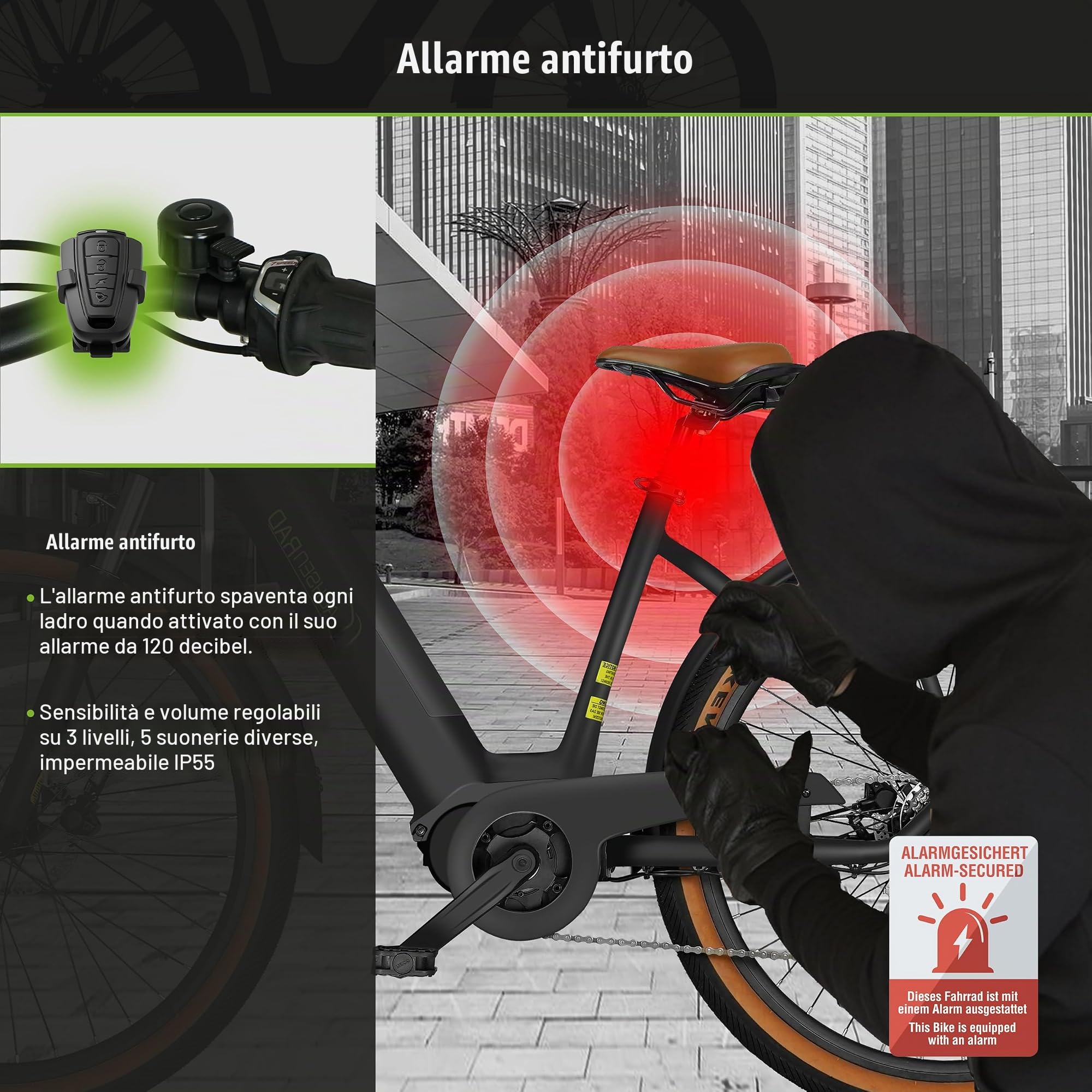 C5 Bici Elettrica Trekking 27,5'' ATB, Motore Centrale ANANDA 70Nm, 540Wh Batteria rimovibile, 9 Velocità, Freni Idraulici, E-Bike da Turismo per Uomo e Donna, Conforme UE, Modello 2026