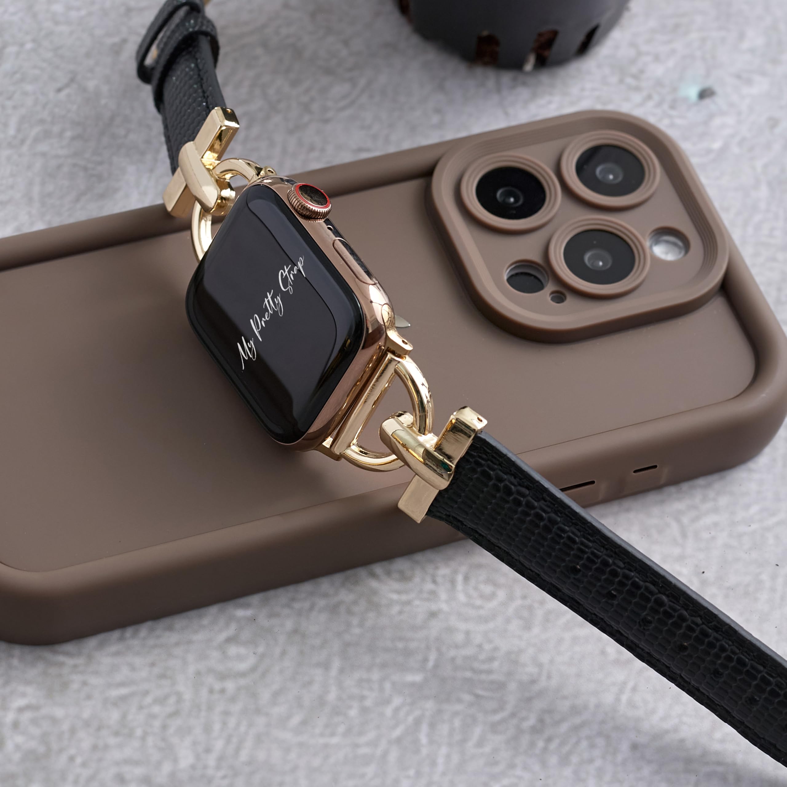 My Pretty Strap Kompatibles Apple Watch Armband, echtes Leatger Luxus-iWatch-Ersatzarmband, passend für die meisten Handgelenke der Serie 1–11, SE & Ultra (38 mm/40 mm/41 mm/42 mm/44 mm/45 mm/49 mm)