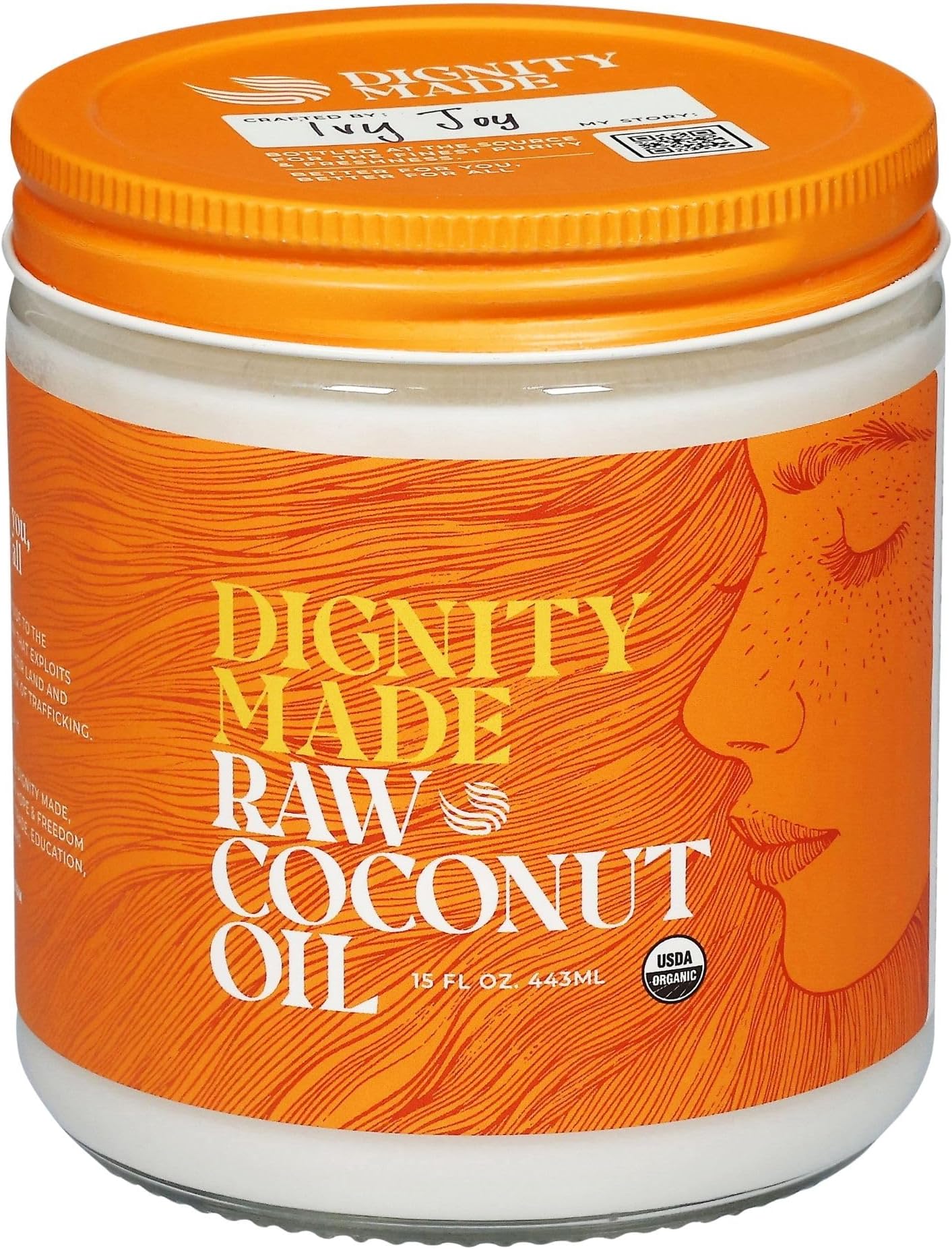 Raw Organic Coconut Oil for Skin, Hair & Cooking - Unrefined, Centrifuge-Extracted, Fair Trade Verified, Non-GMO, Virgin Coconut Oil - Beauty & Health Essentials (15 fl oz, Pack of 1)