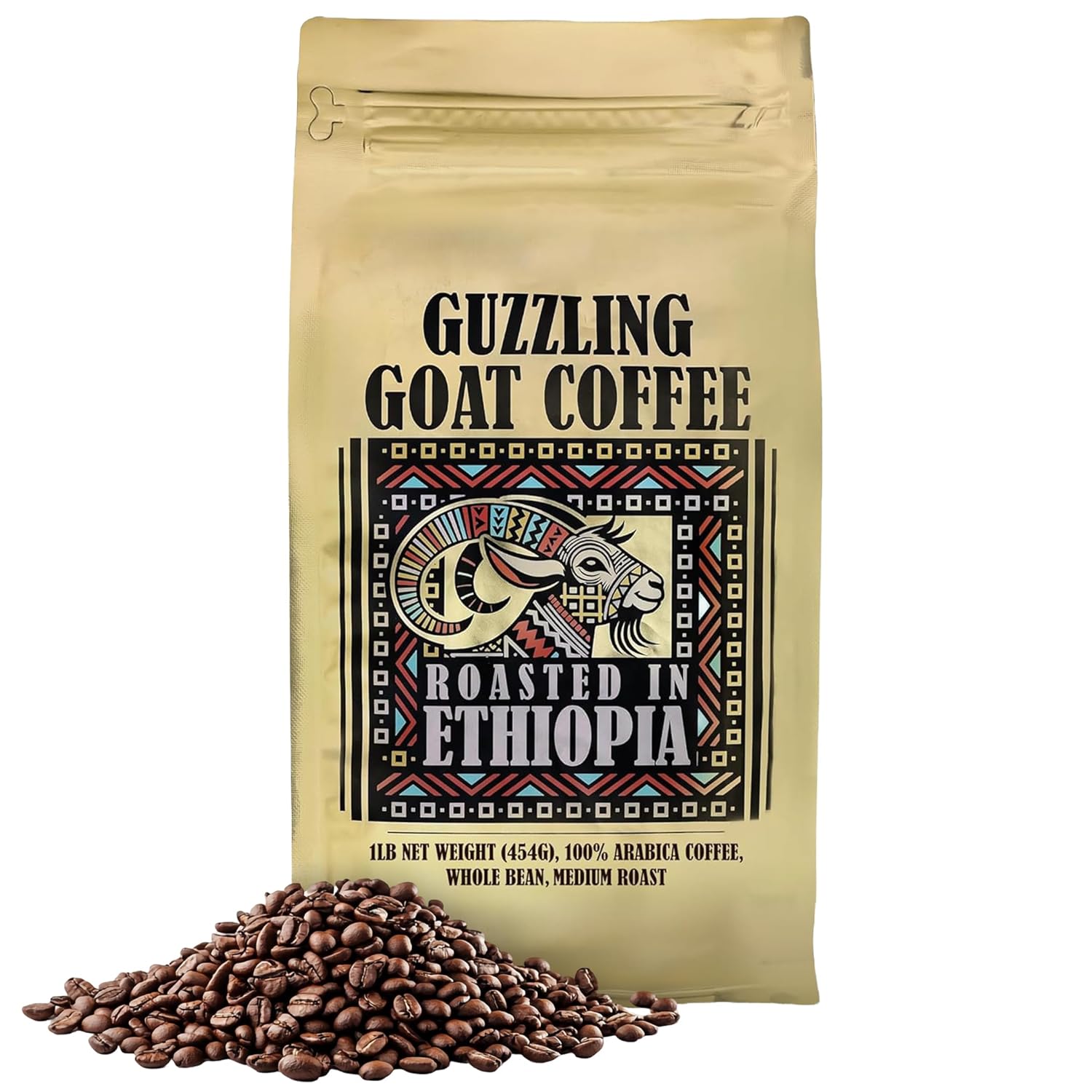 Café en Grano Guzzling Goat Etiopía 100% Arábica Tostado Medio 1 lb