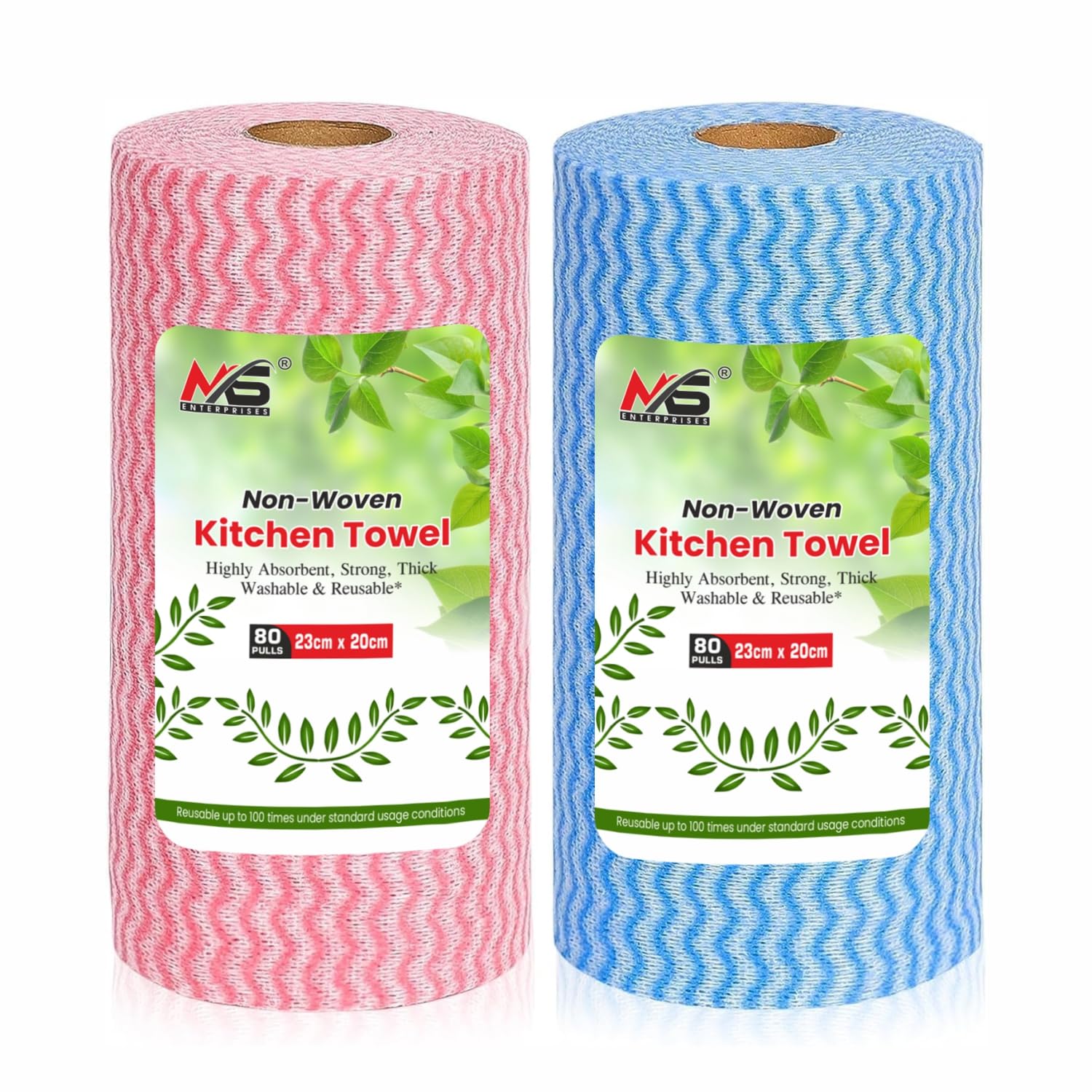 MS ENTERPRISES - So Soft Non-Woven Washable Kitchen Wipes/Tissue Roll (Reuseble up to 100 times) Soft & Highly absorbent| Ecofriendly-No Trees Cut| - 2 Rolls - 80 Wipes Per Roll - Total 160 Wipes-image-34