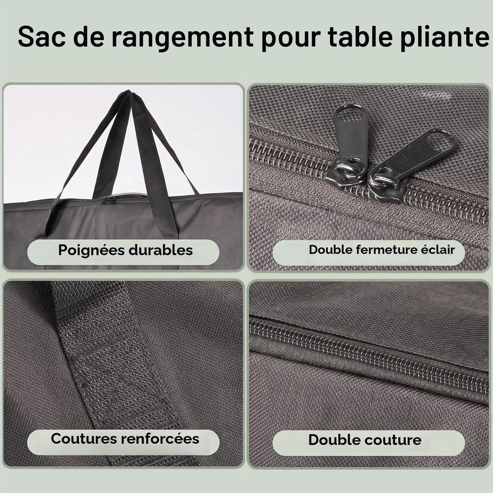 Sac de rangement pliable pour table de camping de 1,2 m (sac uniquement), sac de transport étanche, sac de rangement portable avec bretelles pour table de pique-nique pliante