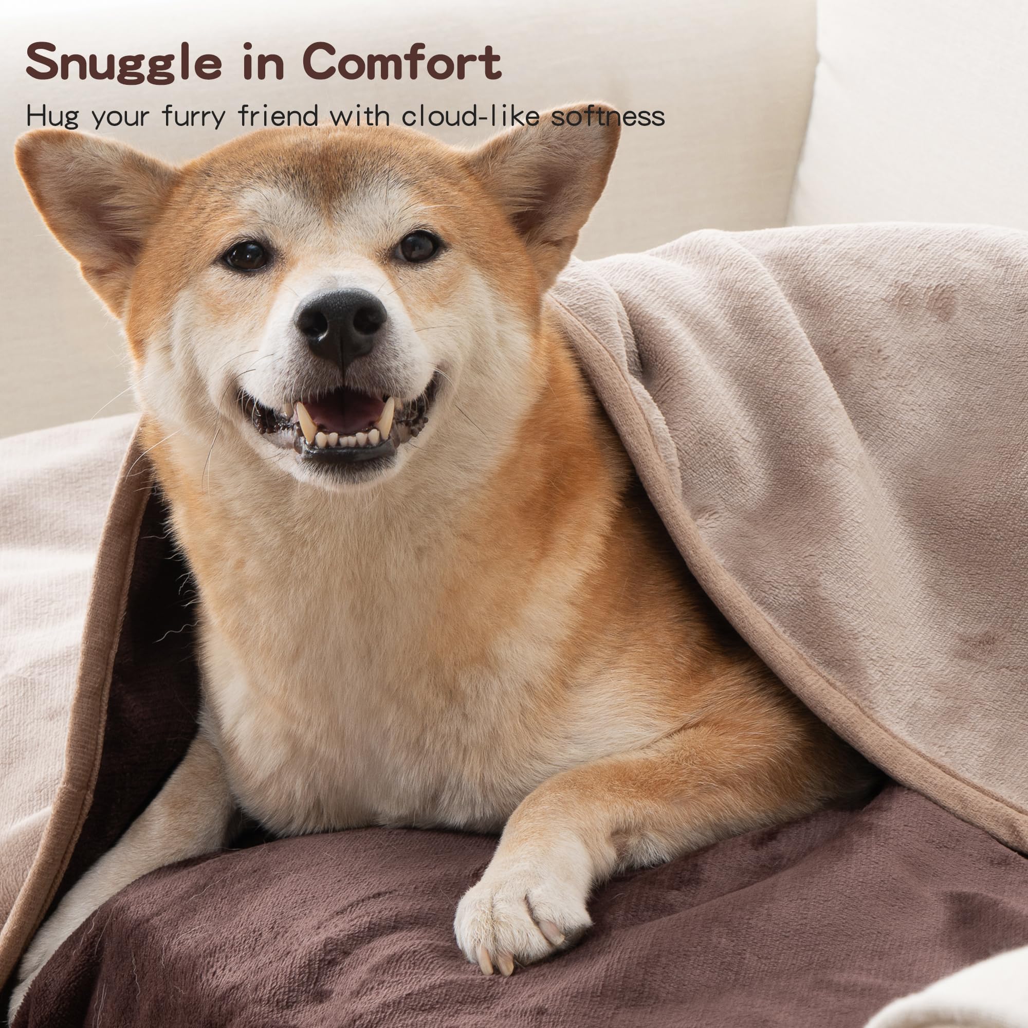 Manta impermeable para perros de 50 x 60 pulgadas, protector de cama suave y esponjoso, manta reversible de forro polar para perros grandes (marrón puro)